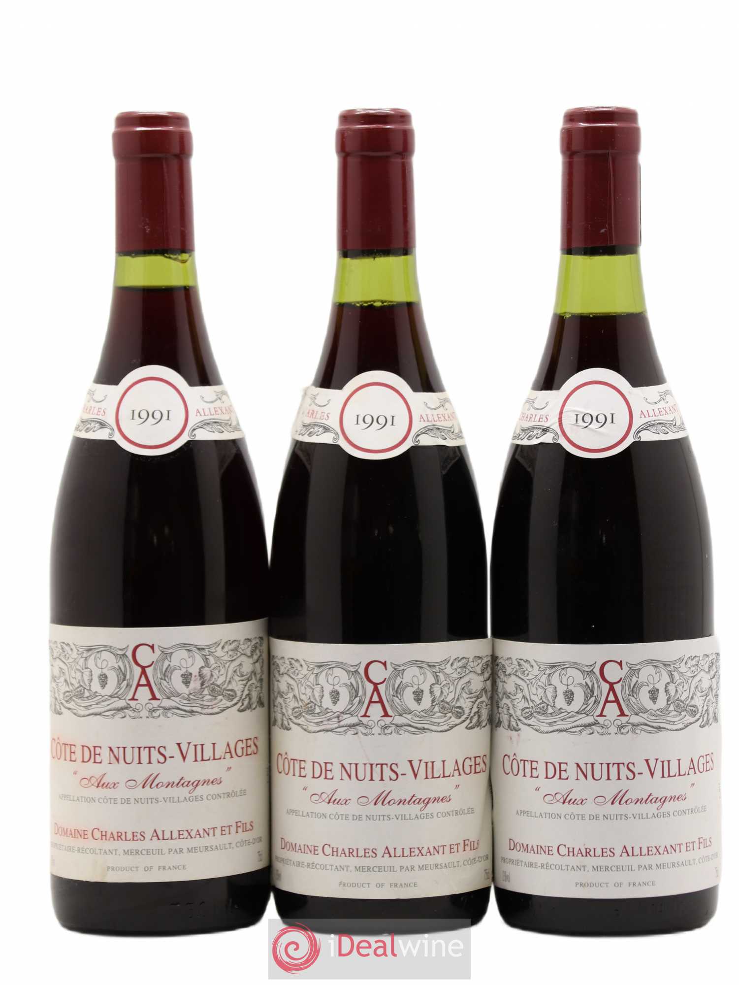 Côte de Nuits-Villages Aux Montagnes Charles Allexant et Fils 1991 - Posten von 3 Flaschen - 0