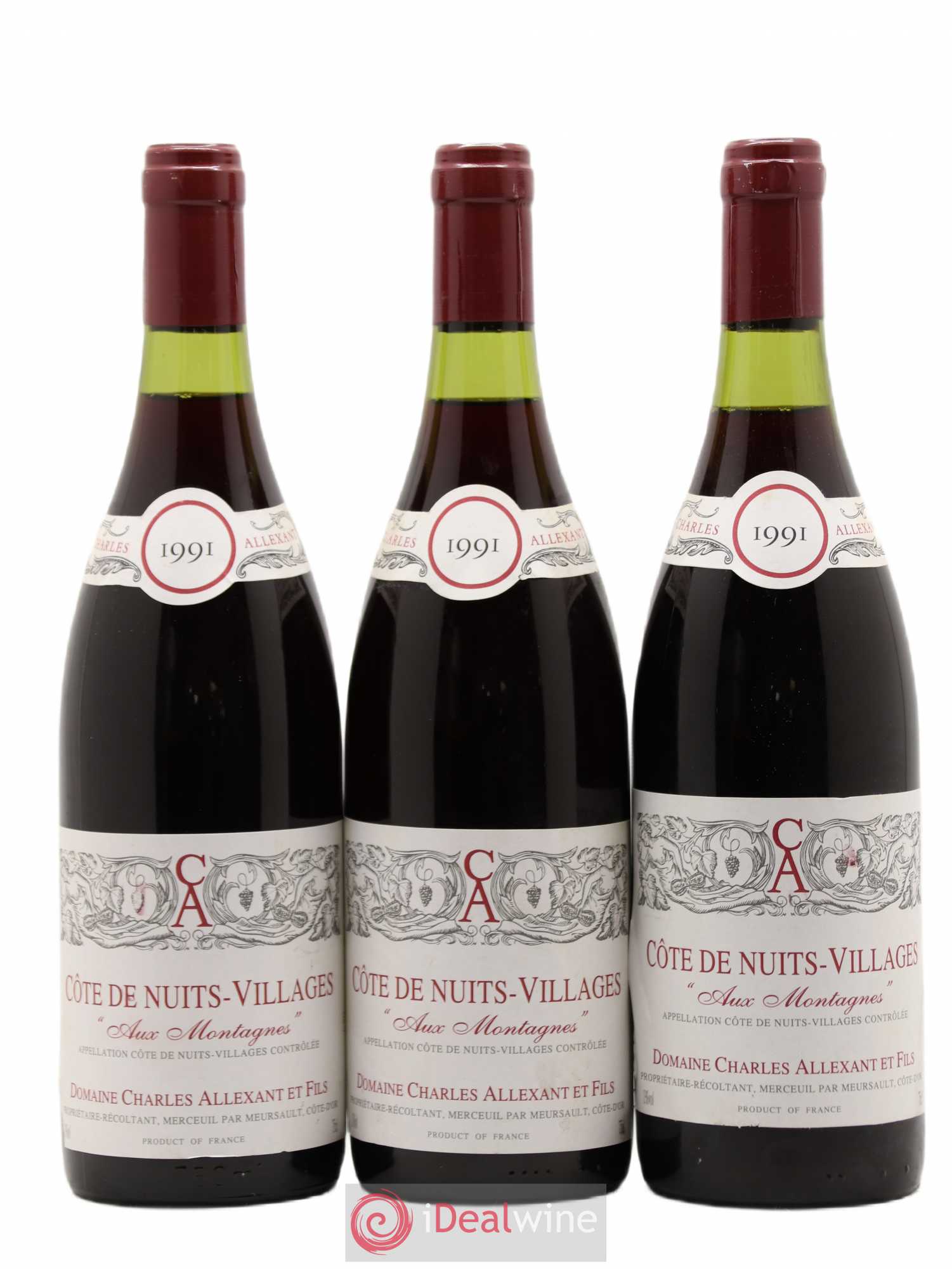 Côte de Nuits-Villages Aux Montagnes Charles Allexant et Fils 1991 - Posten von 3 Flaschen - 0