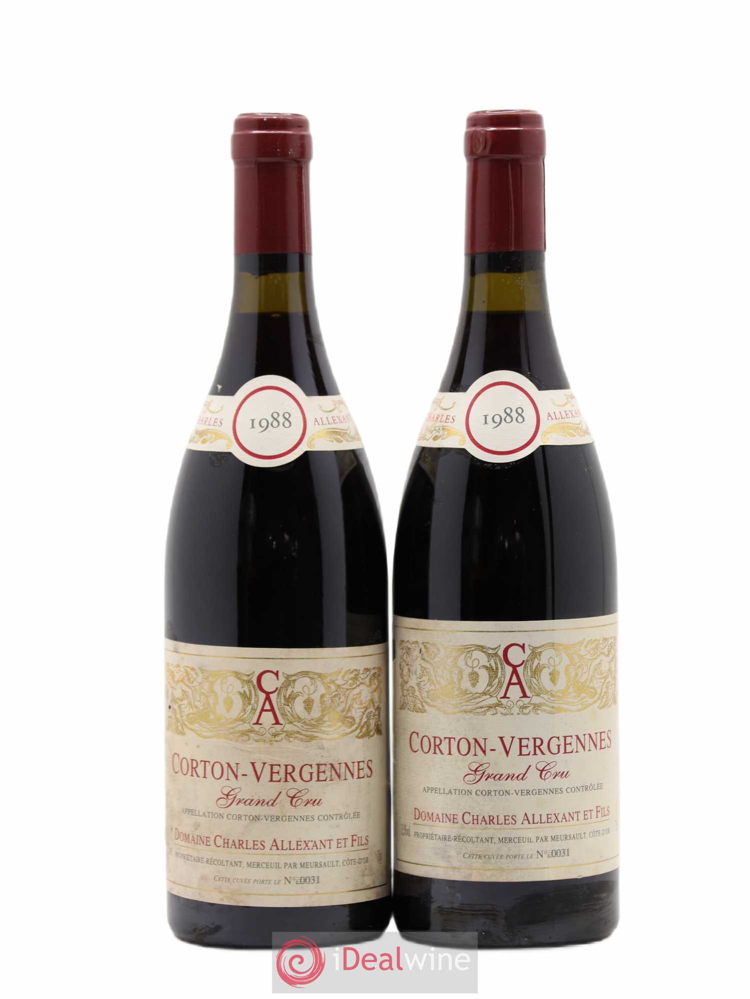 Corton Grand Cru Vergennes Charles Allexant et Fils 1988 - Posten von 2 Flaschen - 0