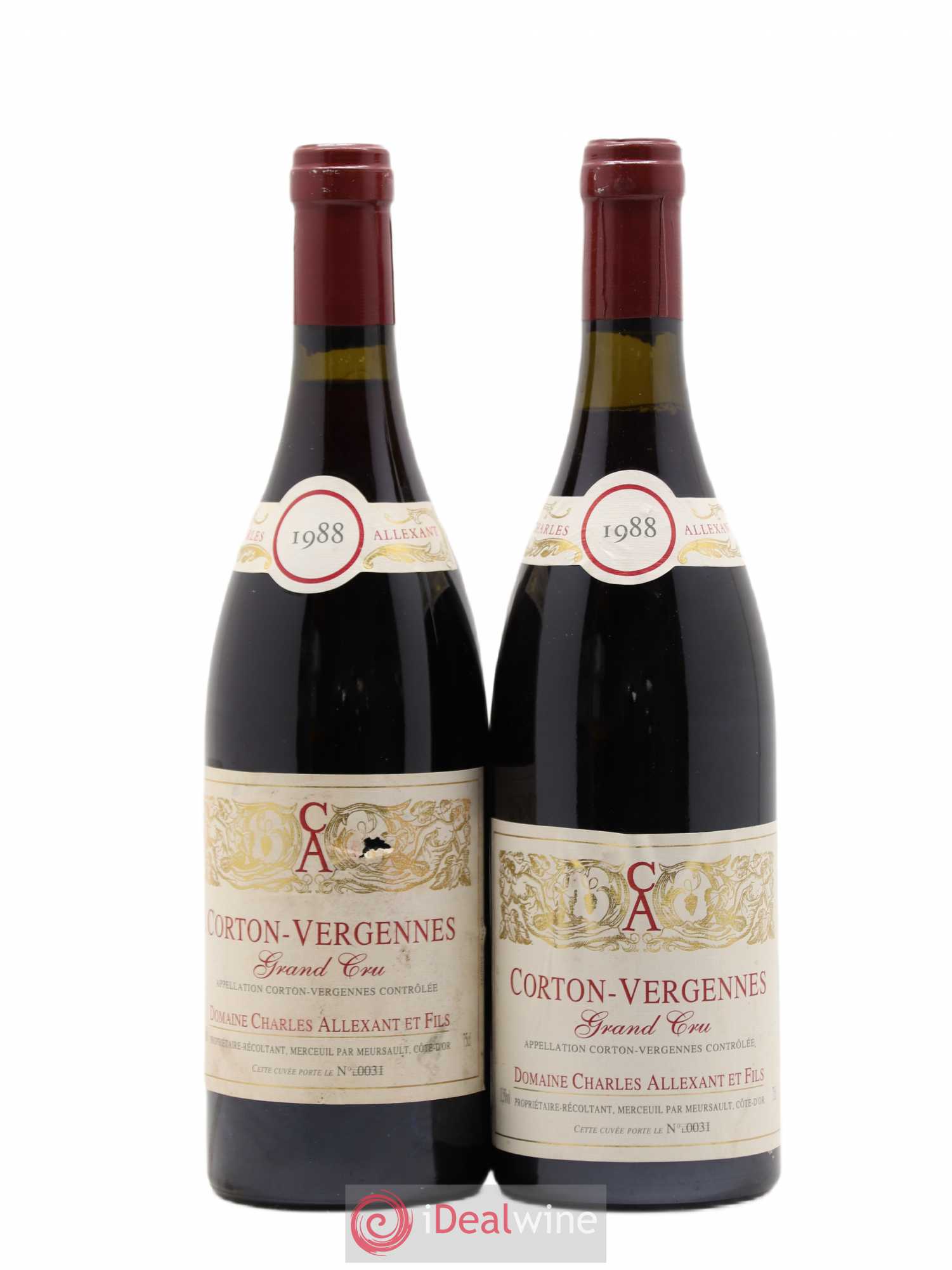 Corton Grand Cru Vergennes Charles Allexant et Fils 1988 - Posten von 2 Flaschen - 0