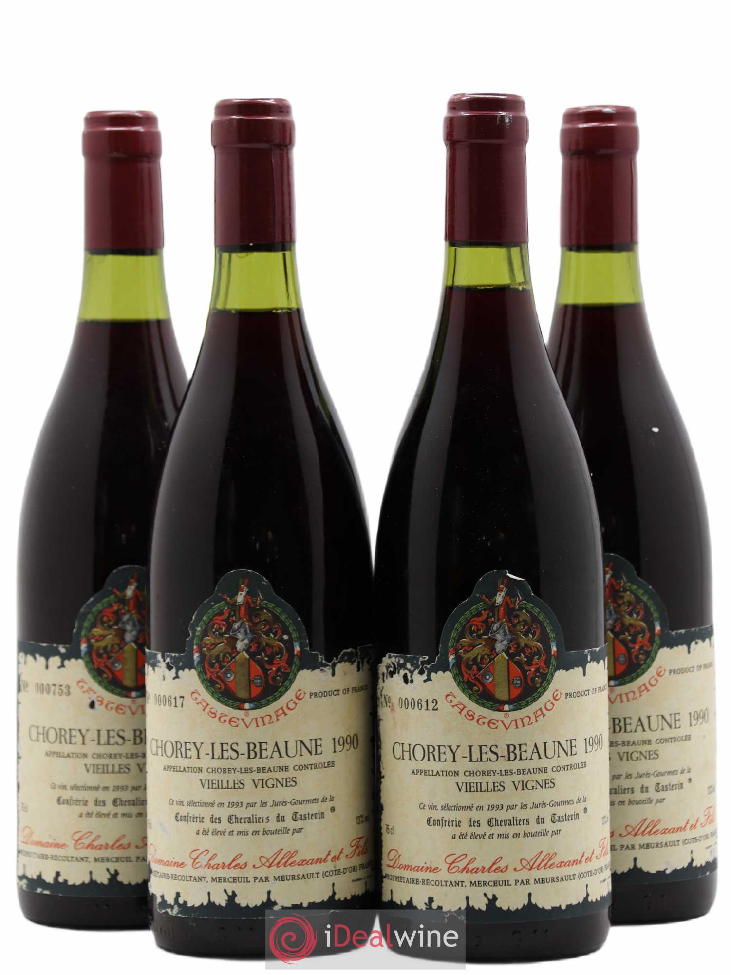 Chorey-lès-Beaune Vieilles Vignes Charles Allexant et Fils Tastevinage 1990 - Posten von 4 Flaschen - 0