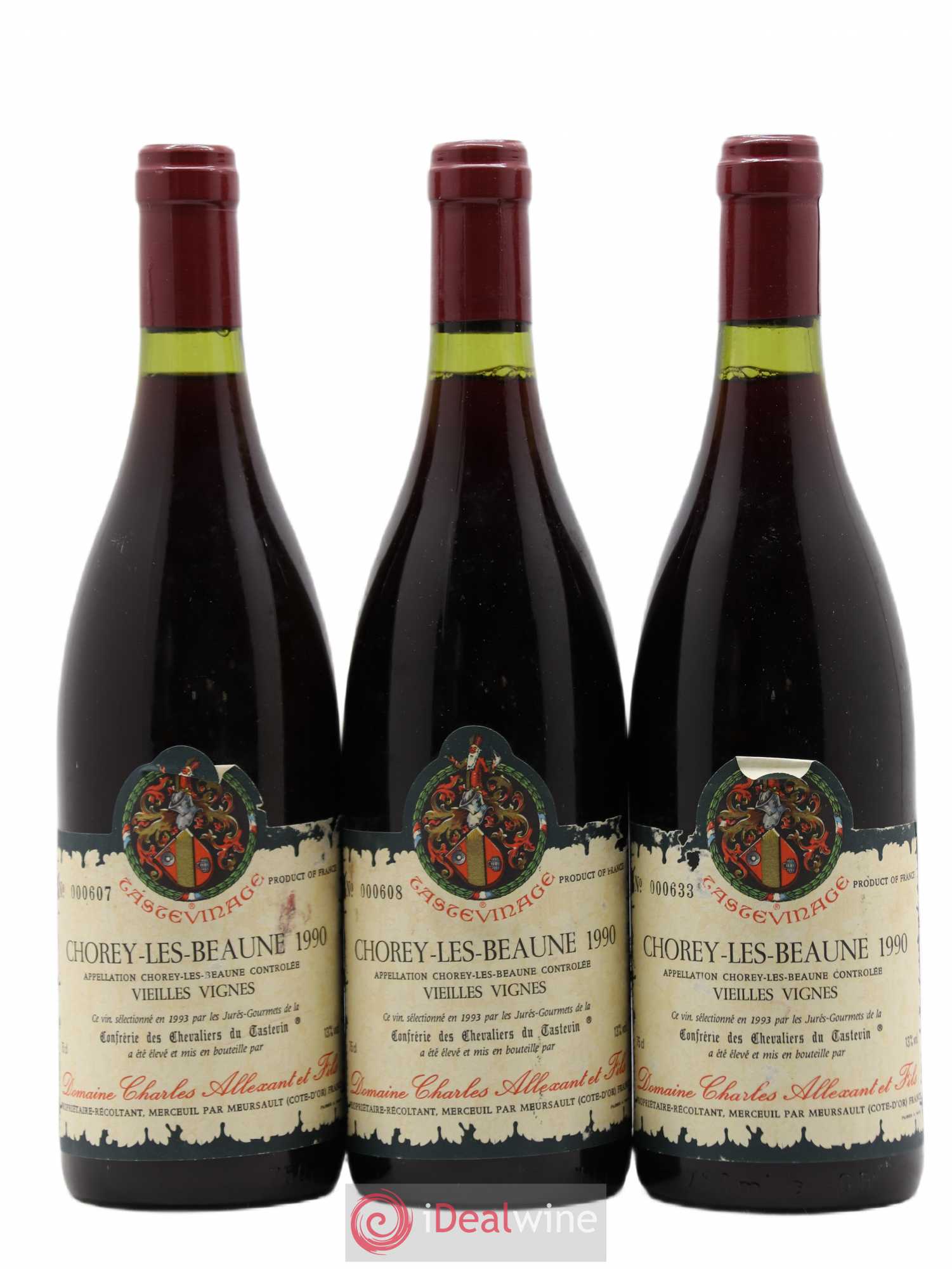 Chorey-lès-Beaune Vieilles Vignes Charles Allexant et Fils Tastevinage 1990 - Posten von 3 Flaschen - 0