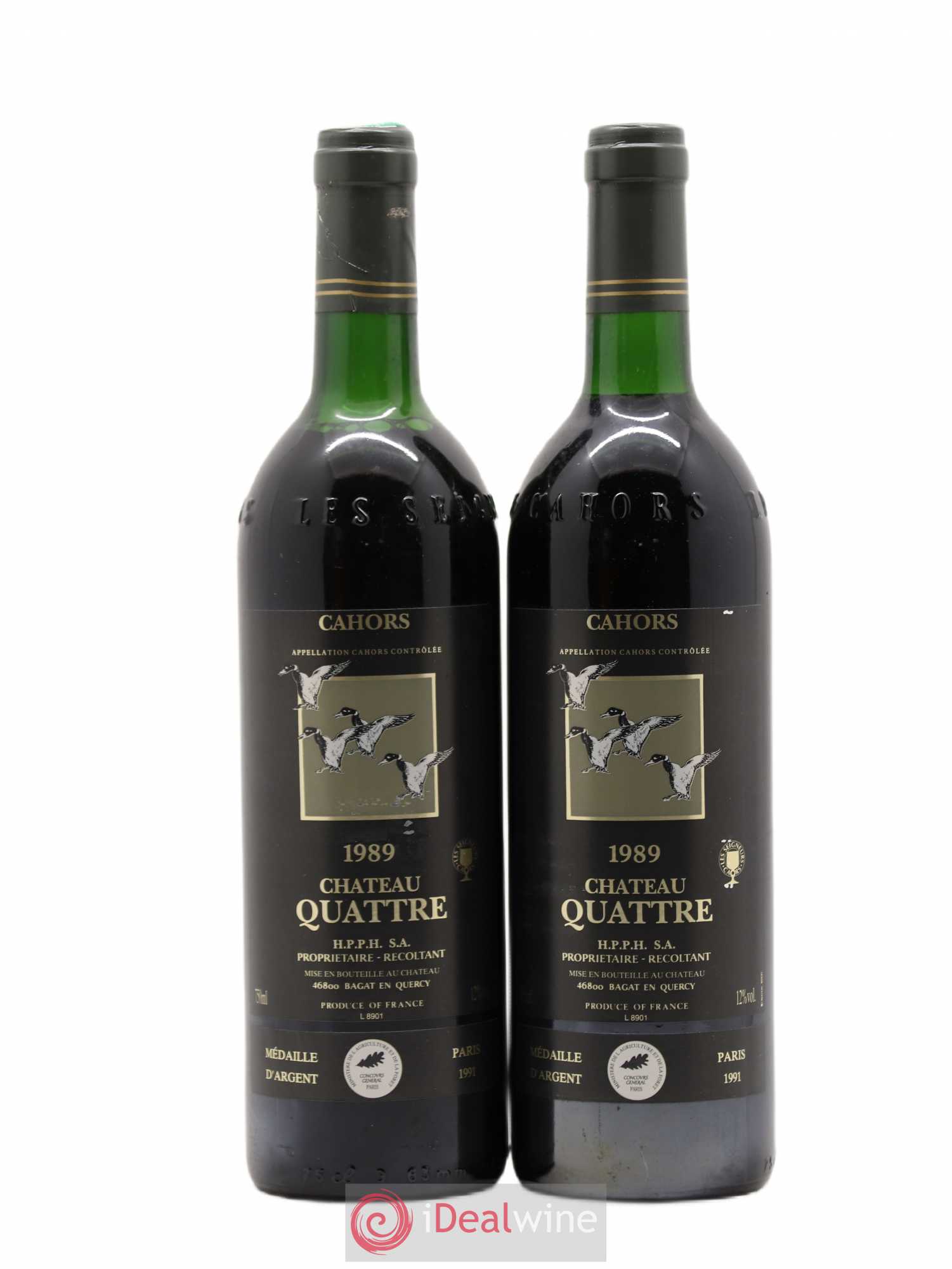 Cahors Château Quattre 1989 - Lot de 2 bouteilles - 0