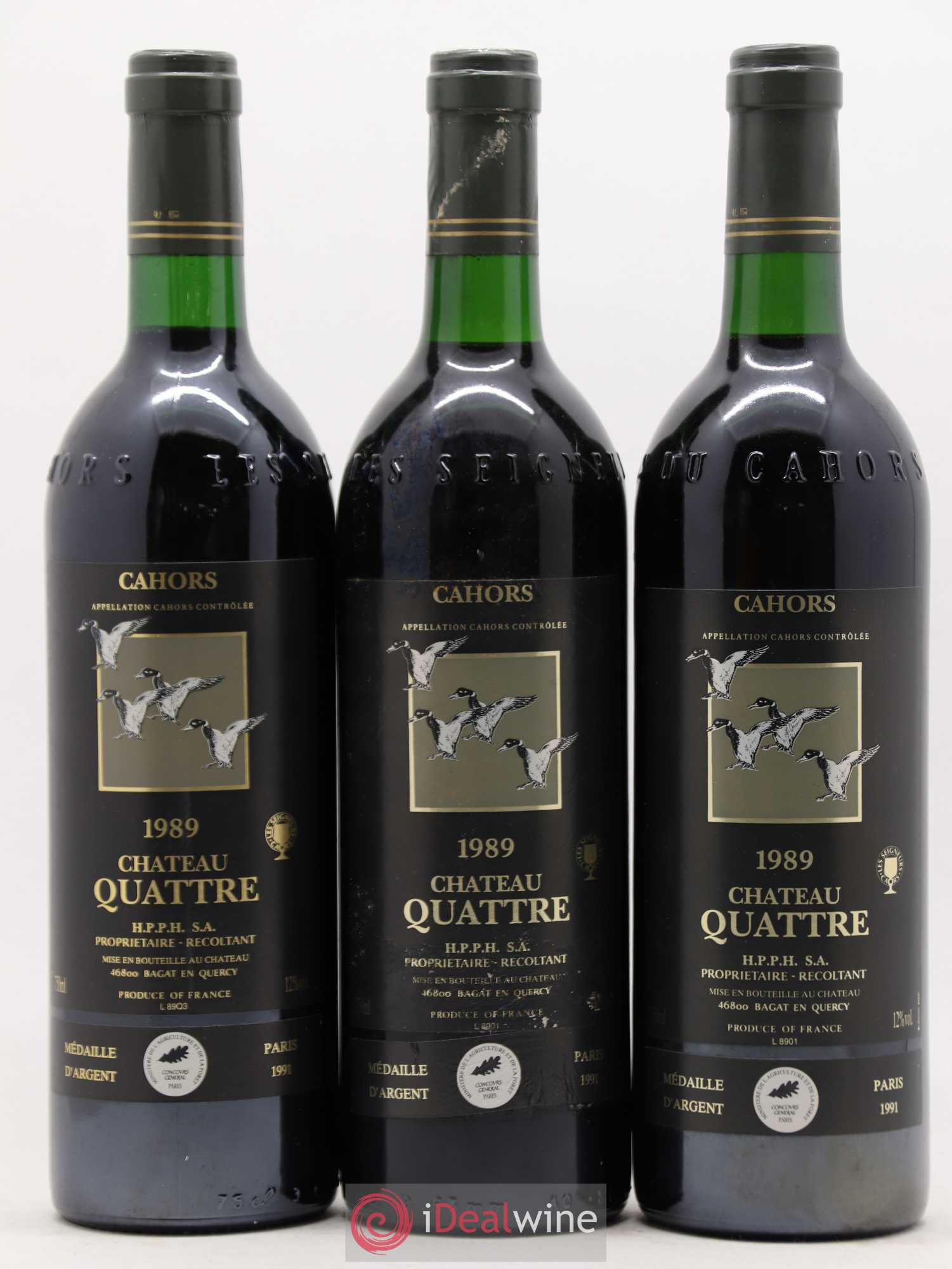 Cahors Château Quattre 1989 - Lot de 6 bouteilles - 1