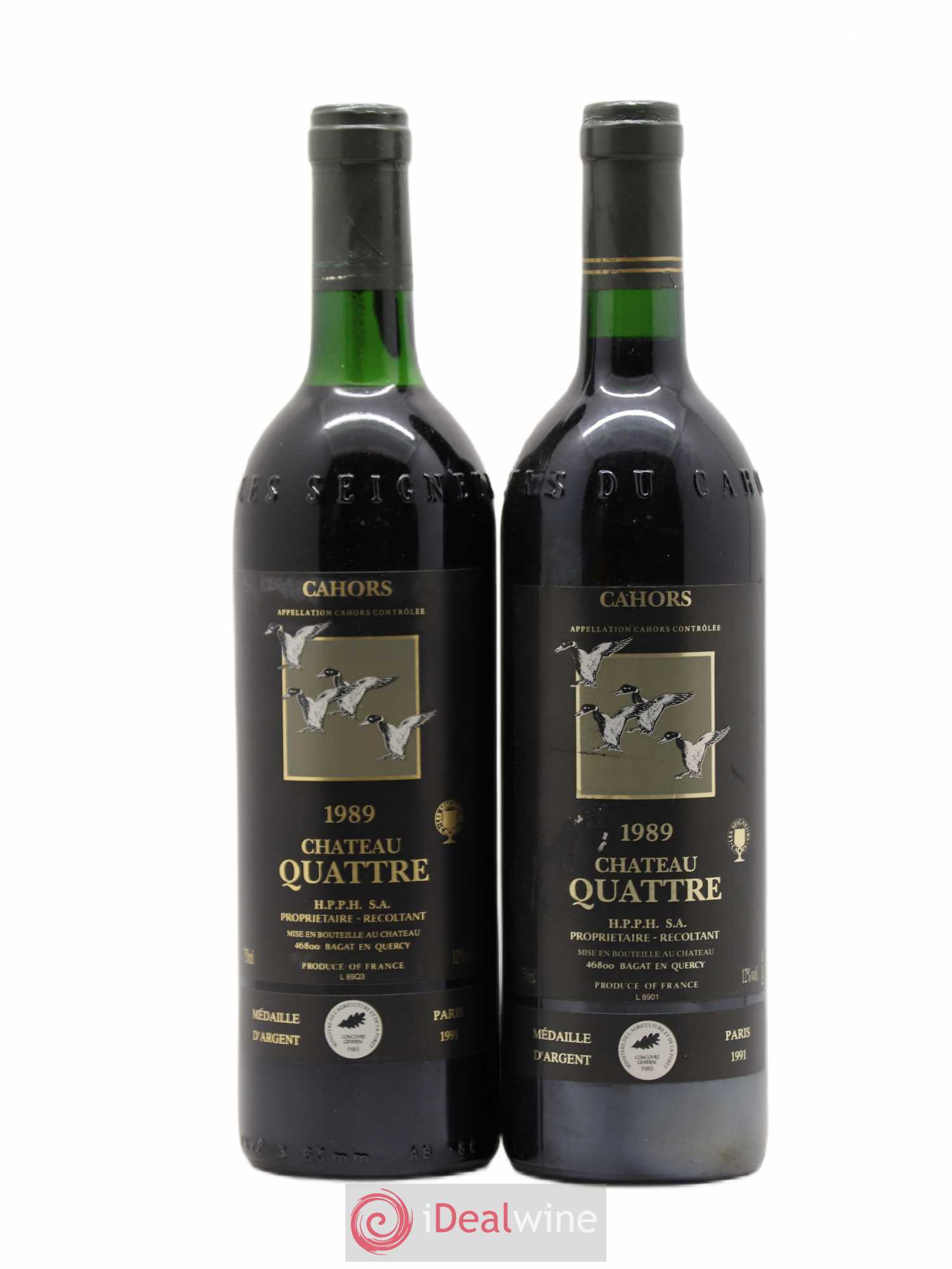 Cahors Château Quattre 1989 - Lot de 2 bouteilles - 0
