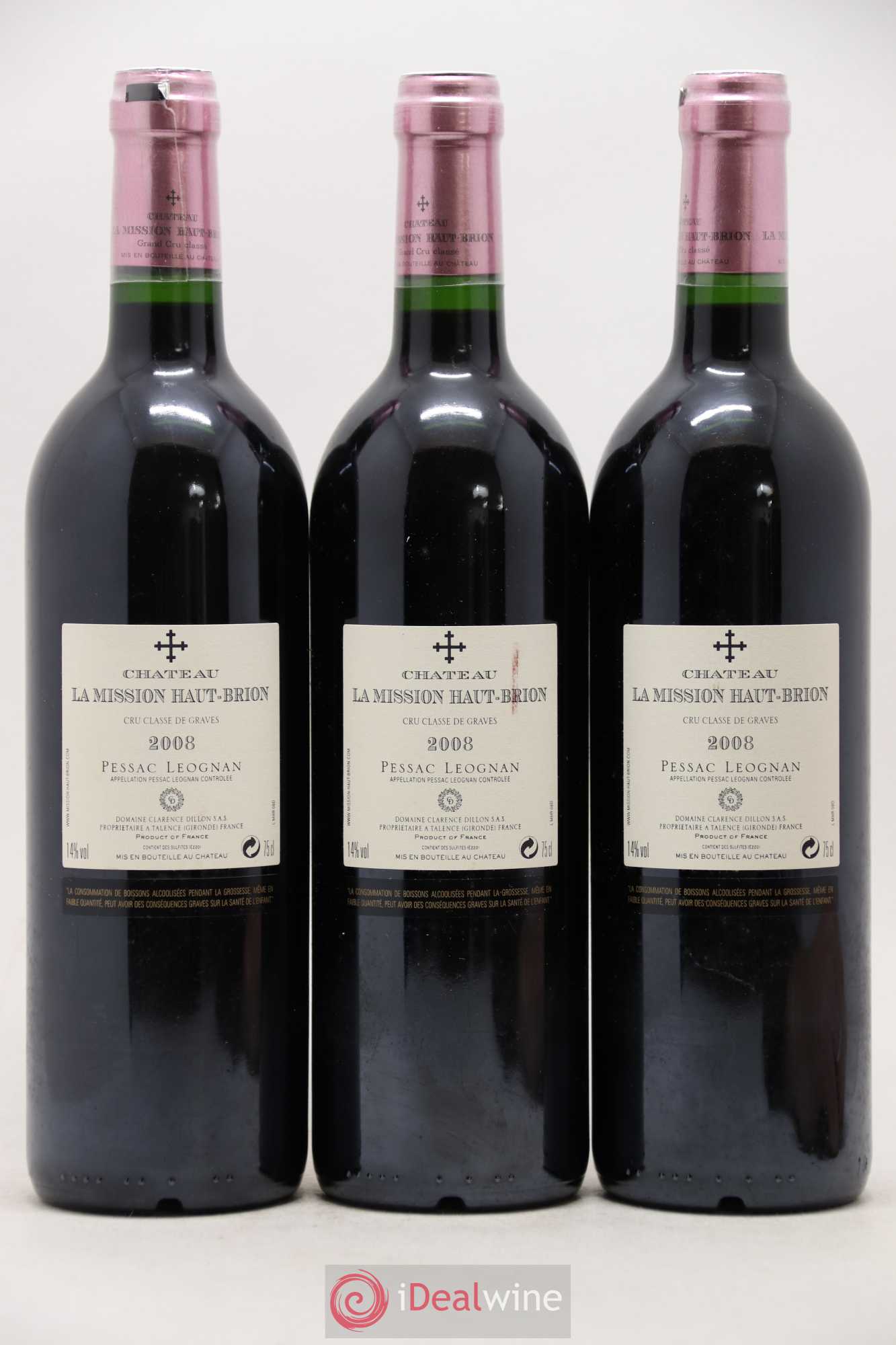 Château la Mission Haut-Brion Cru Classé de Graves 2008 - Lot de 3 bouteilles - 1