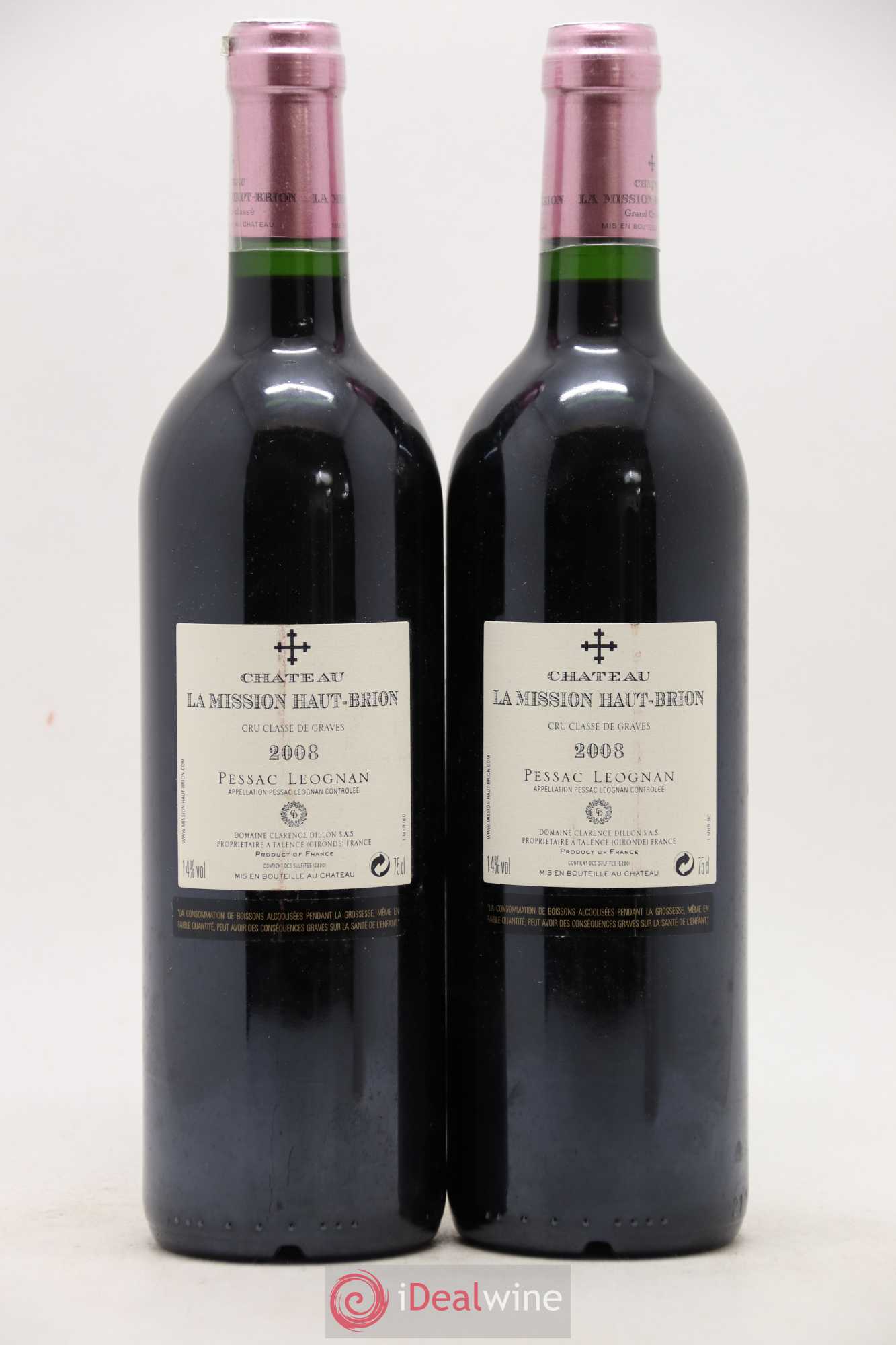 Château la Mission Haut-Brion Cru Classé de Graves 2008 - Lot de 2 bouteilles - 1