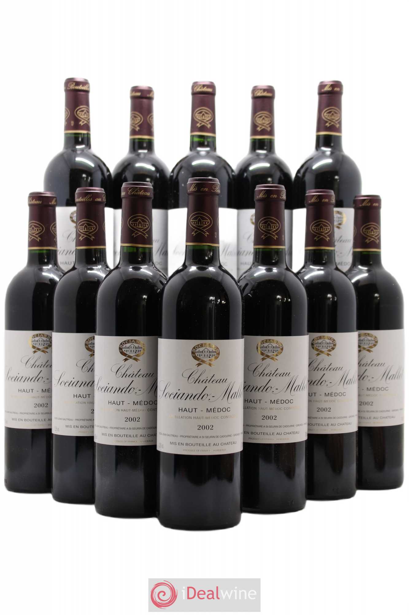 Château Sociando Mallet 2002 - Lot de 12 bouteilles - 0
