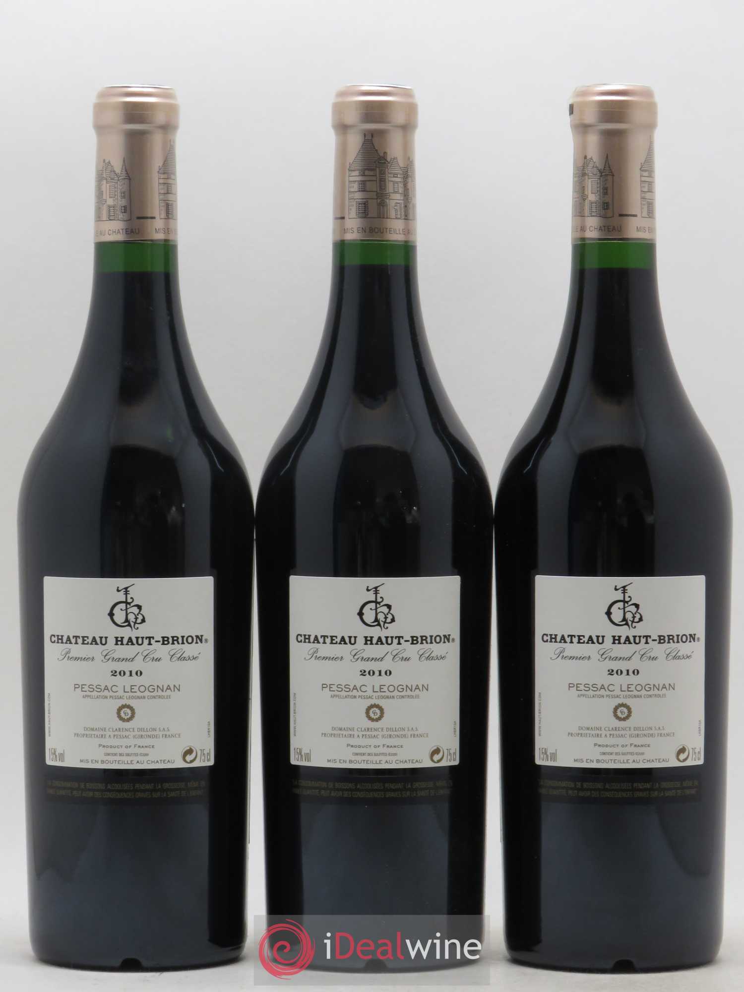 Château Haut Brion 1er Grand Cru Classé 2010 - Lot de 3 bouteilles - 1