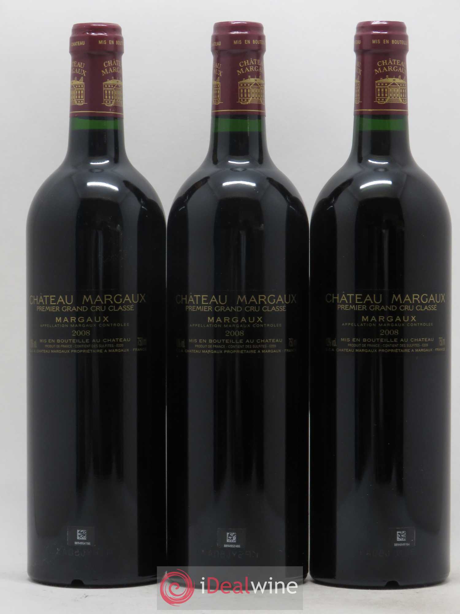 Château Margaux 1er Grand Cru Classé 2008 - Lot de 3 bouteilles - 1