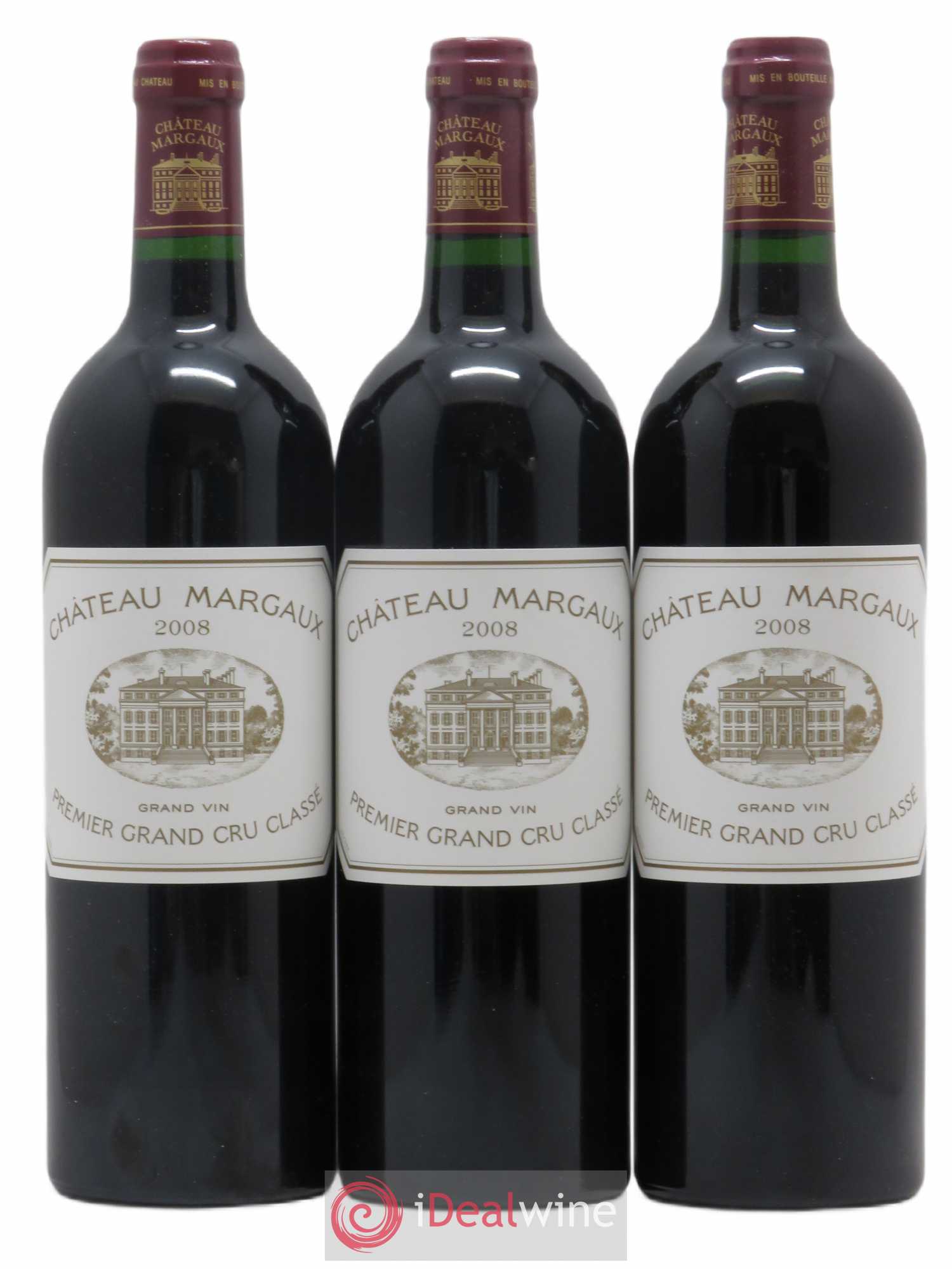 Château Margaux 1er Grand Cru Classé 2008 - Lot de 3 bouteilles - 0