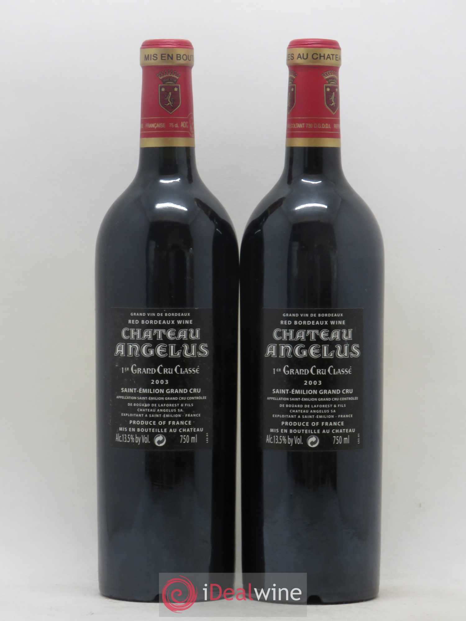 Château Angélus 1er Grand Cru Classé A 2003 - Lot de 2 bouteilles - 1