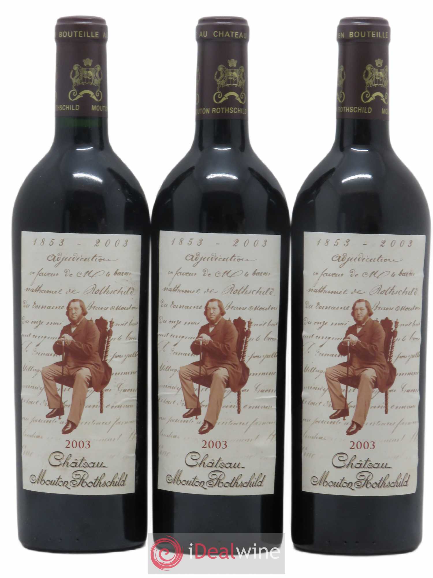 Château Mouton Rothschild 1er Grand Cru Classé 2003 - Lot de 3 bouteilles - 0