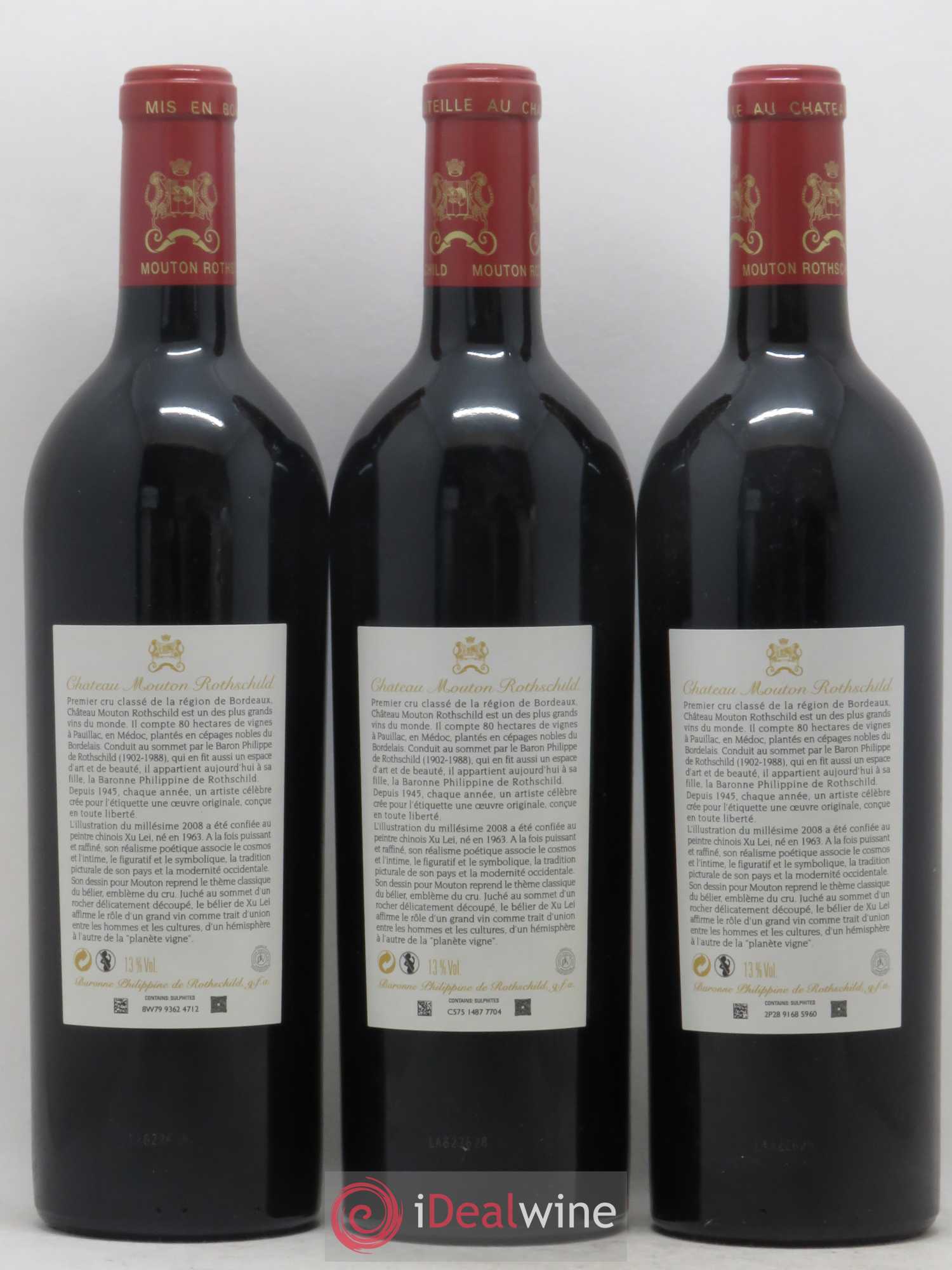 Château Mouton Rothschild 1er Grand Cru Classé 2008 - Lot de 3 bouteilles - 1