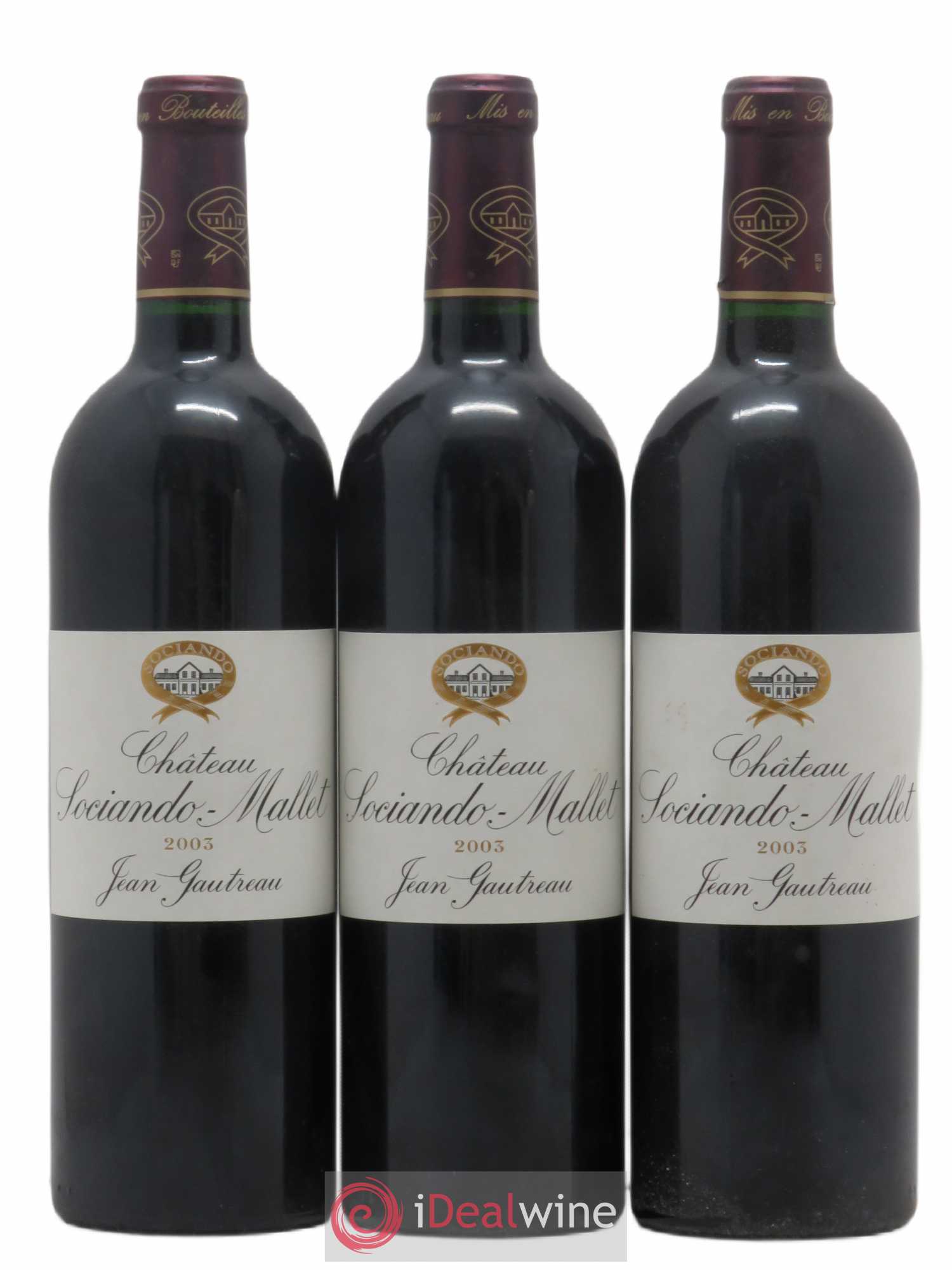 Château Sociando Mallet 2003 - Lot de 3 bouteilles - 0