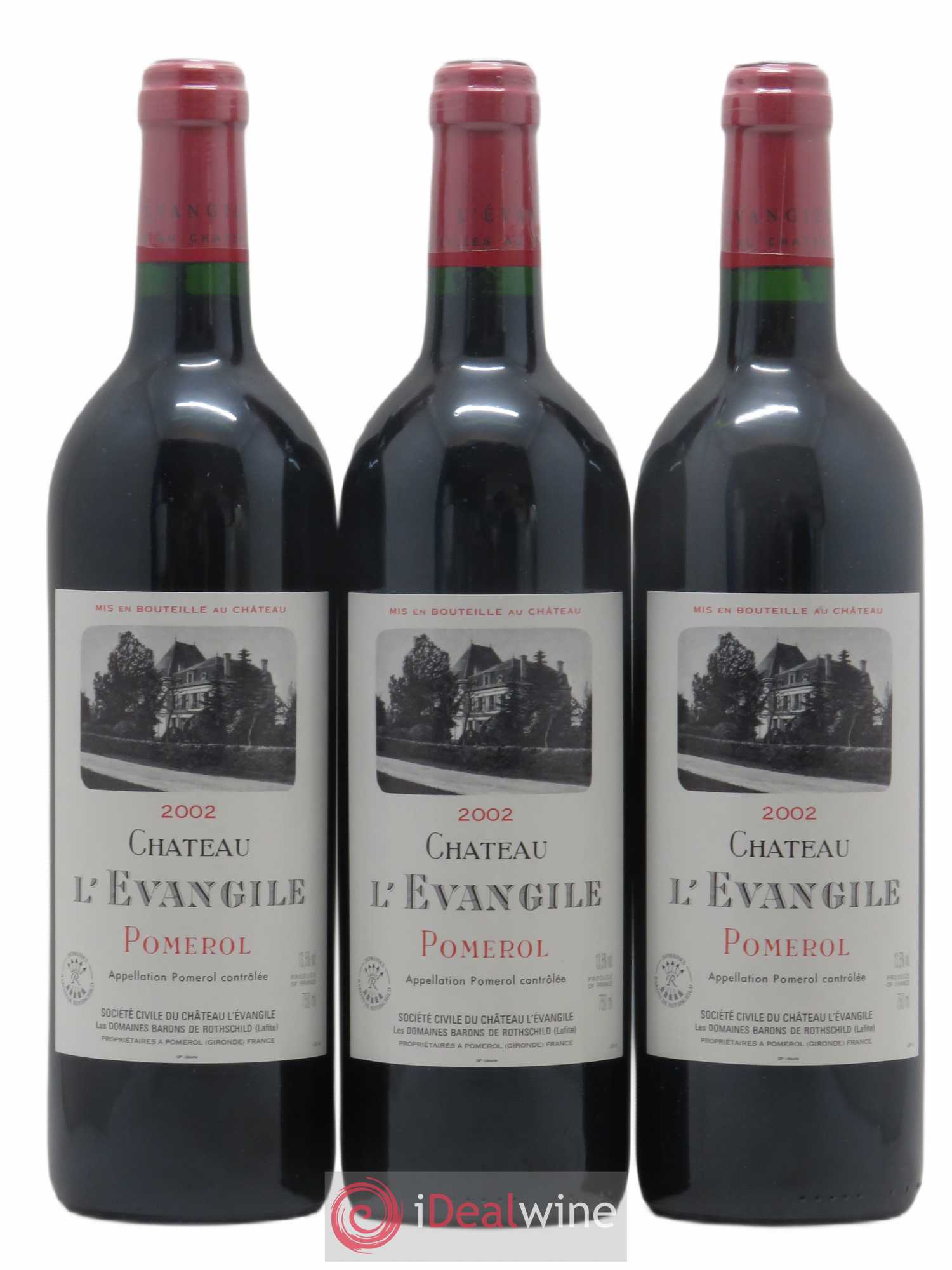 Château l' Évangile 2002 - Lot de 3 bouteilles - 0