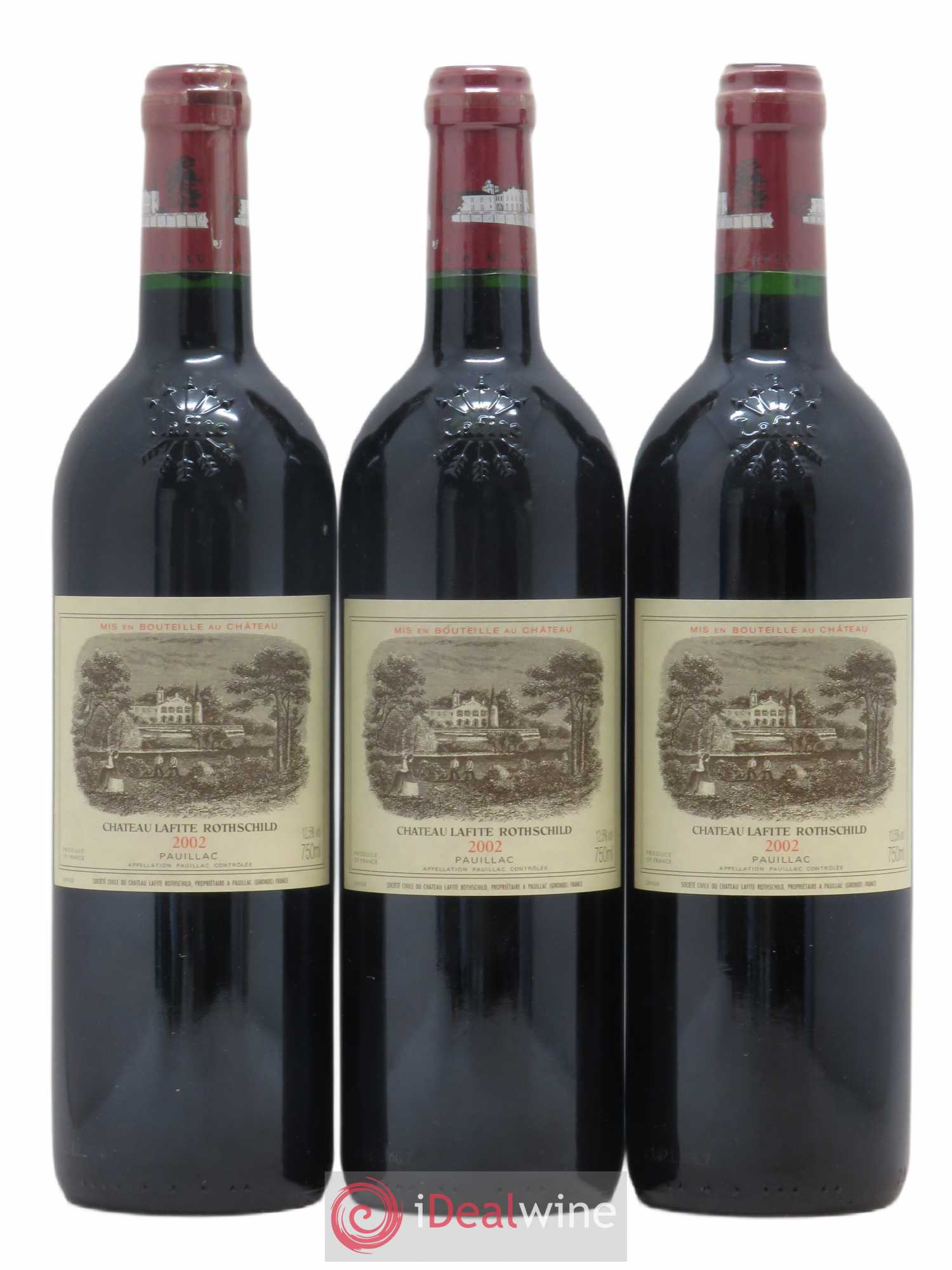 Château Lafite Rothschild 1er Grand Cru Classé 2002 - Lot de 3 bouteilles - 0