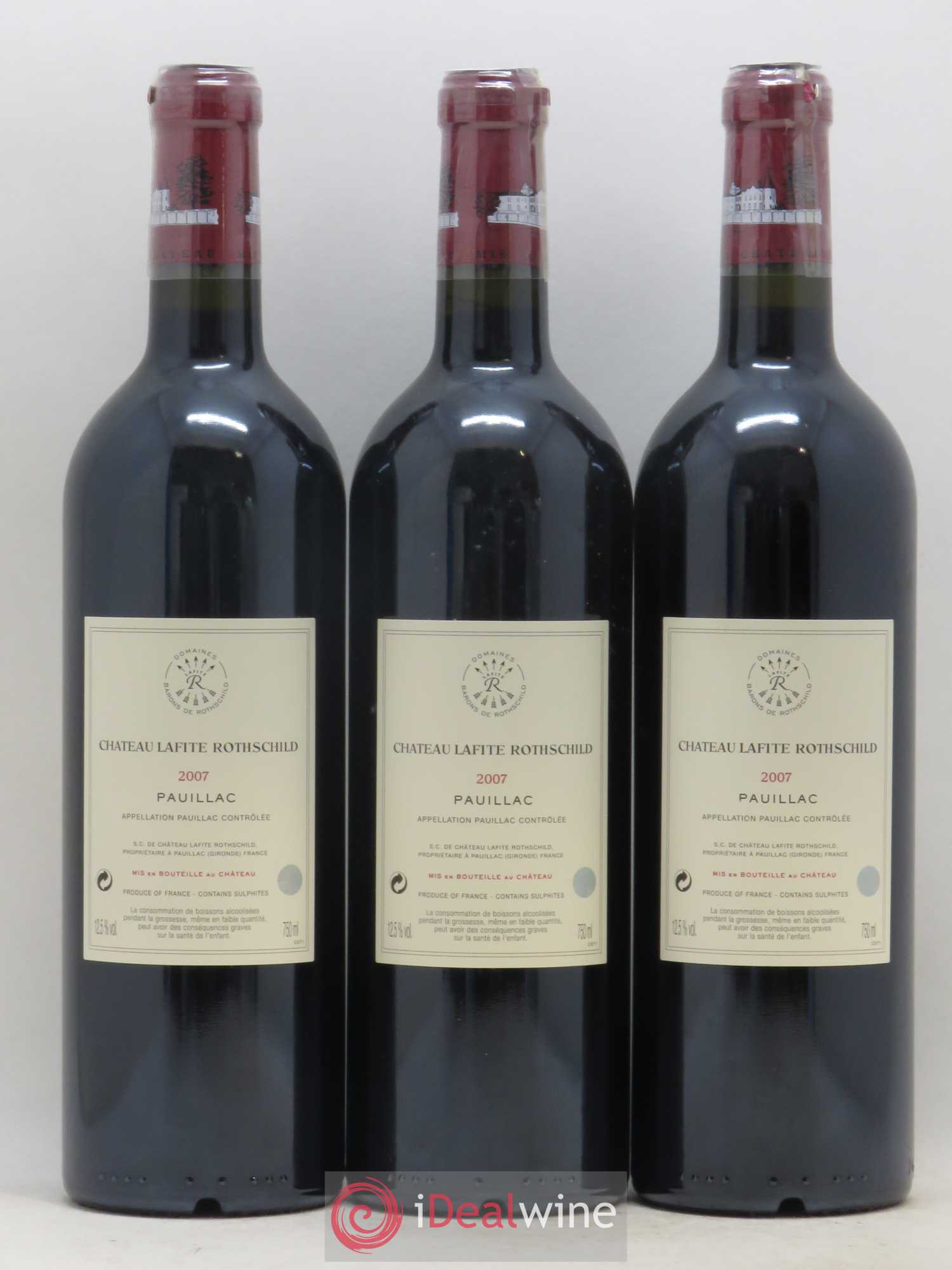 Château Lafite Rothschild 1er Grand Cru Classé 2007 - Lot de 3 bouteilles - 1