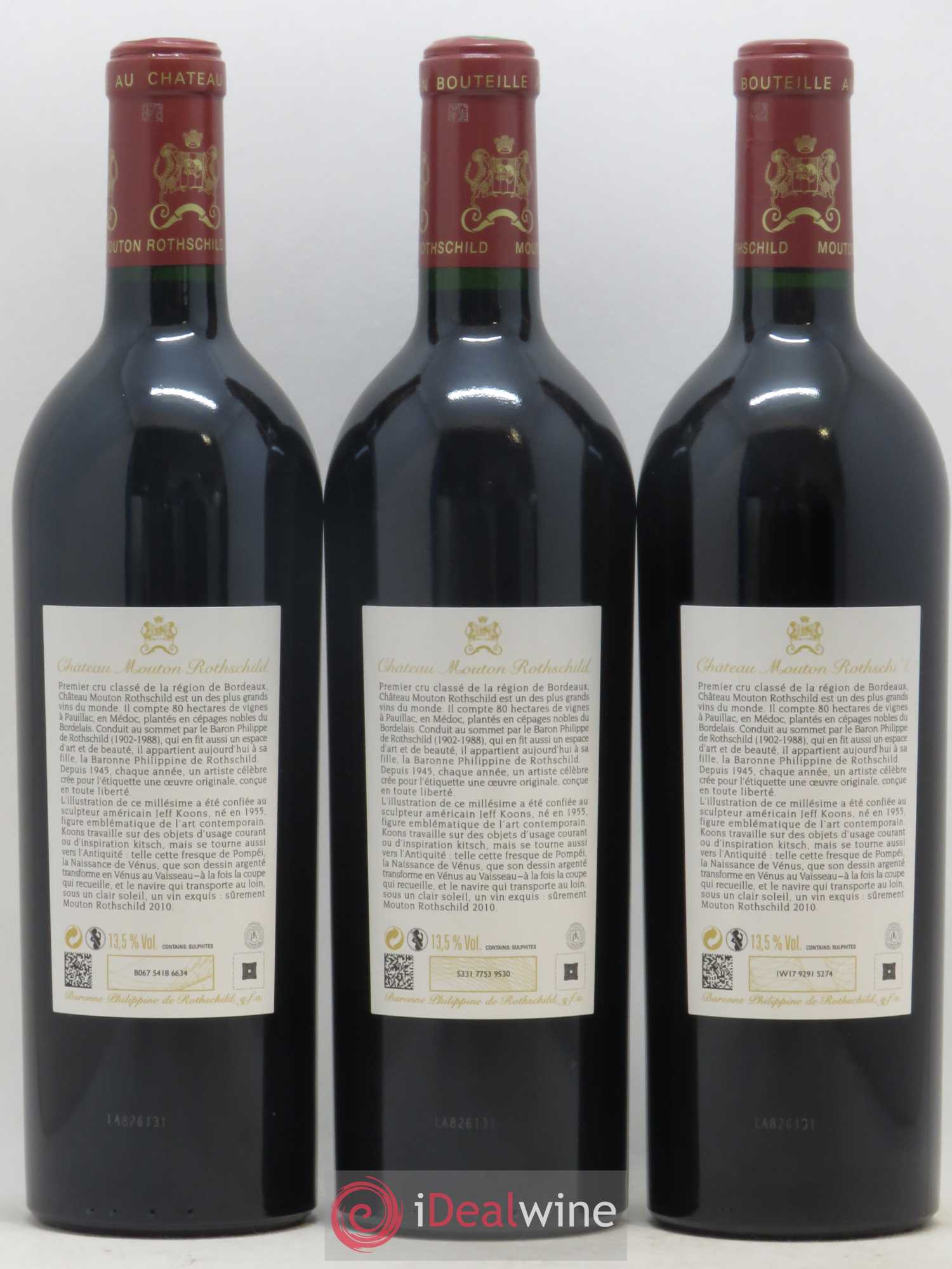 Château Mouton Rothschild 1er Grand Cru Classé 2010 - Lot de 3 bouteilles - 1