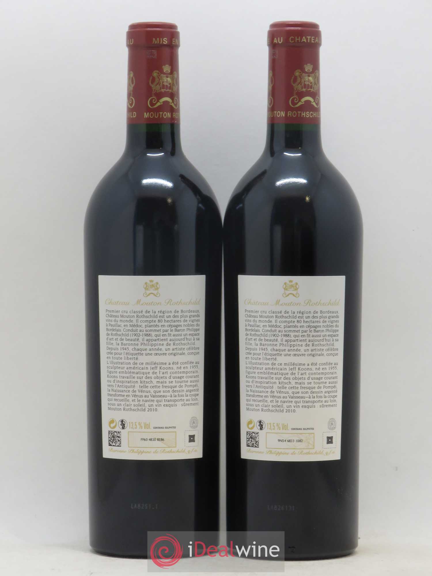 Château Mouton Rothschild 1er Grand Cru Classé 2010 - Lot de 2 bouteilles - 1