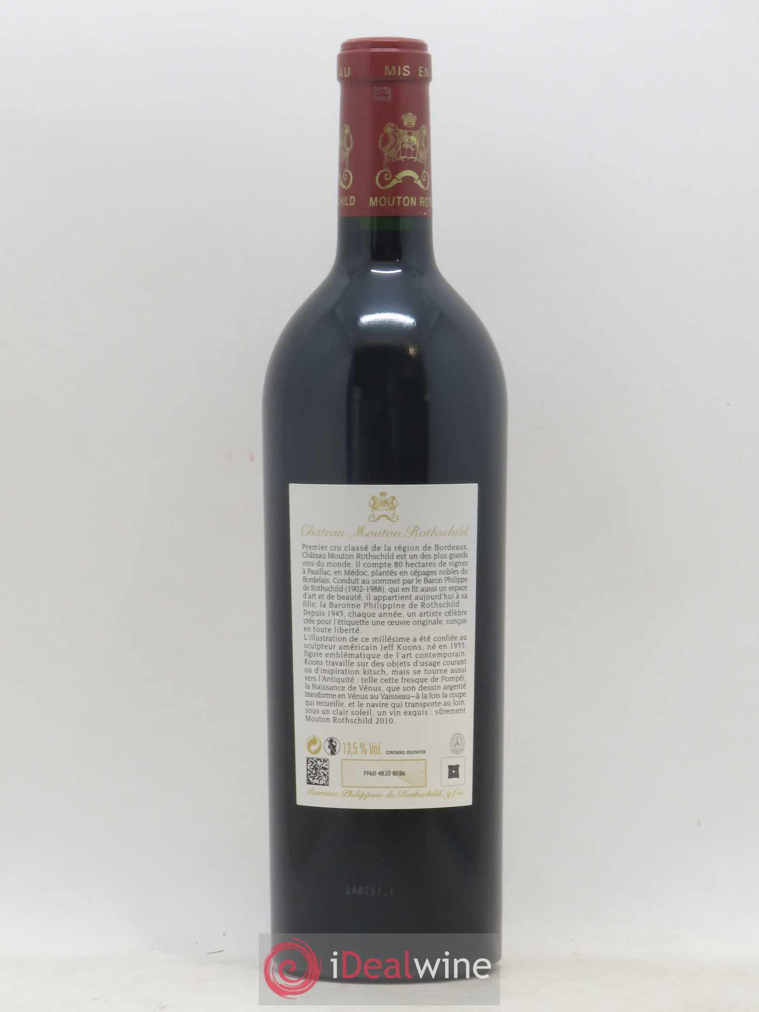 Château Mouton Rothschild 1er Grand Cru Classé 2010 - Lot de 1 bouteille - 1