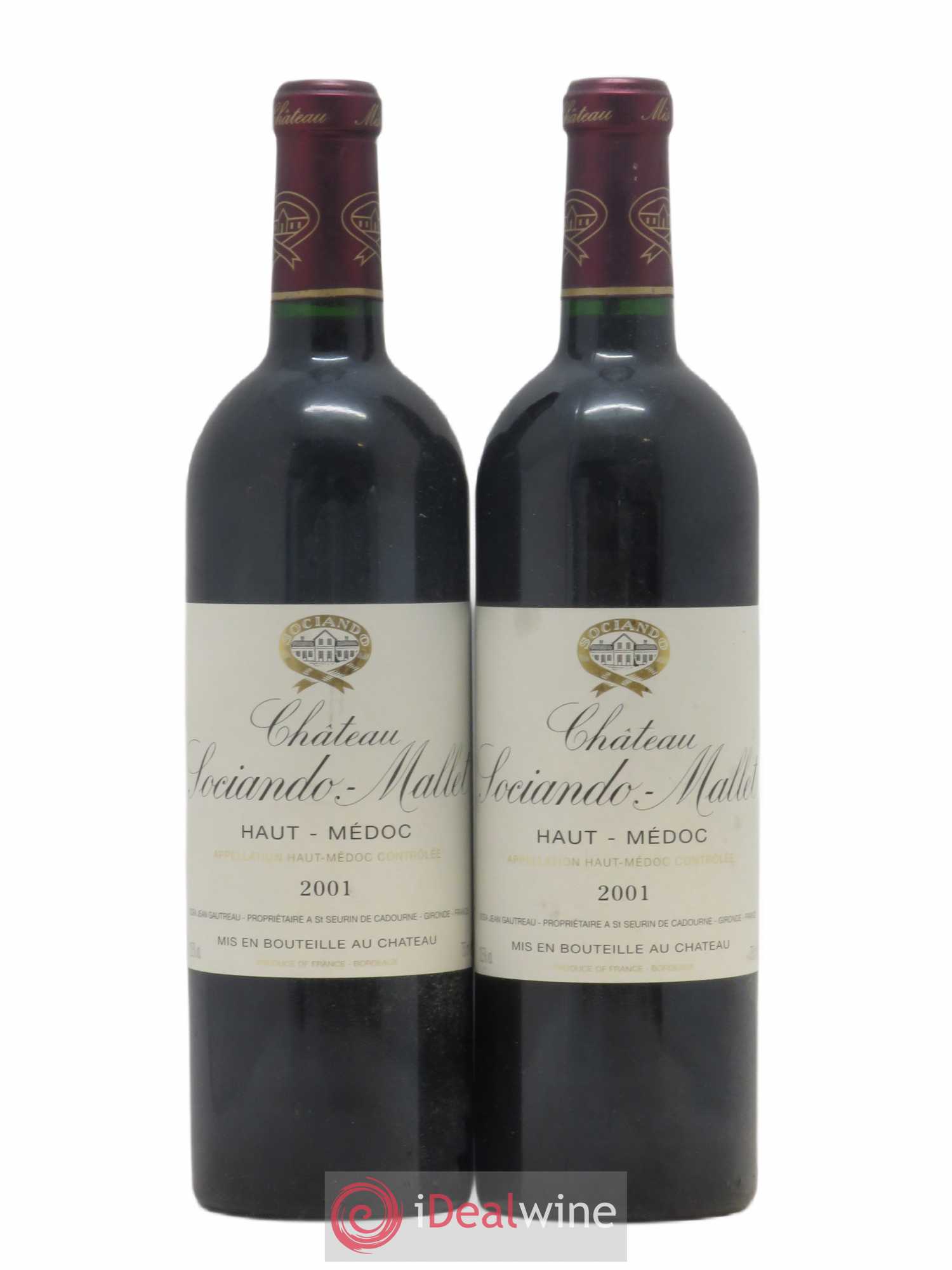 Château Sociando Mallet 2001 - Lot de 2 bouteilles - 0