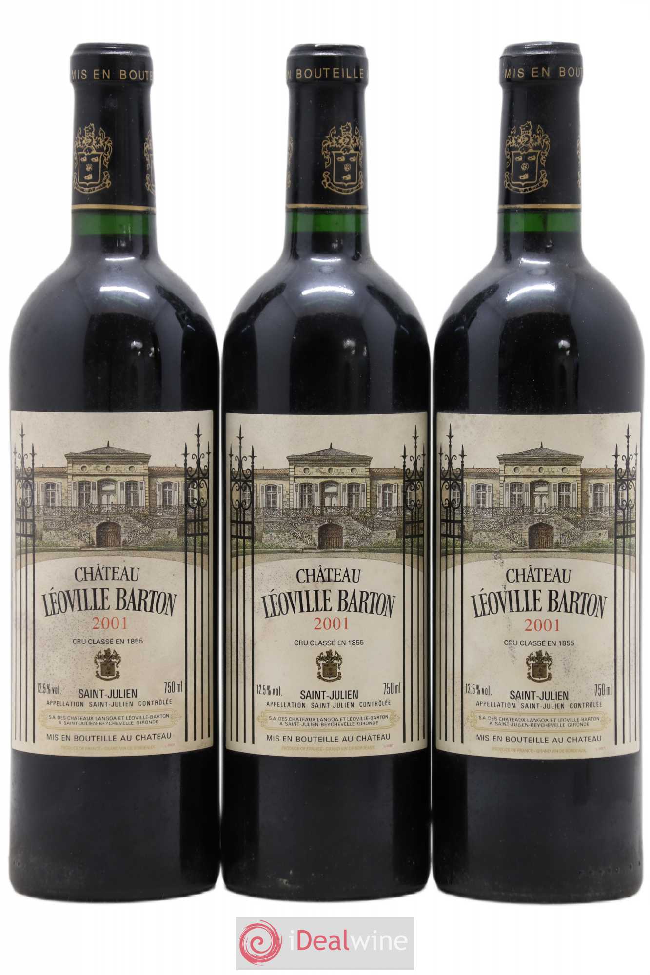 Château Léoville Barton 2ème Grand Cru Classé 2001 - Lot de 3 bouteilles - 0