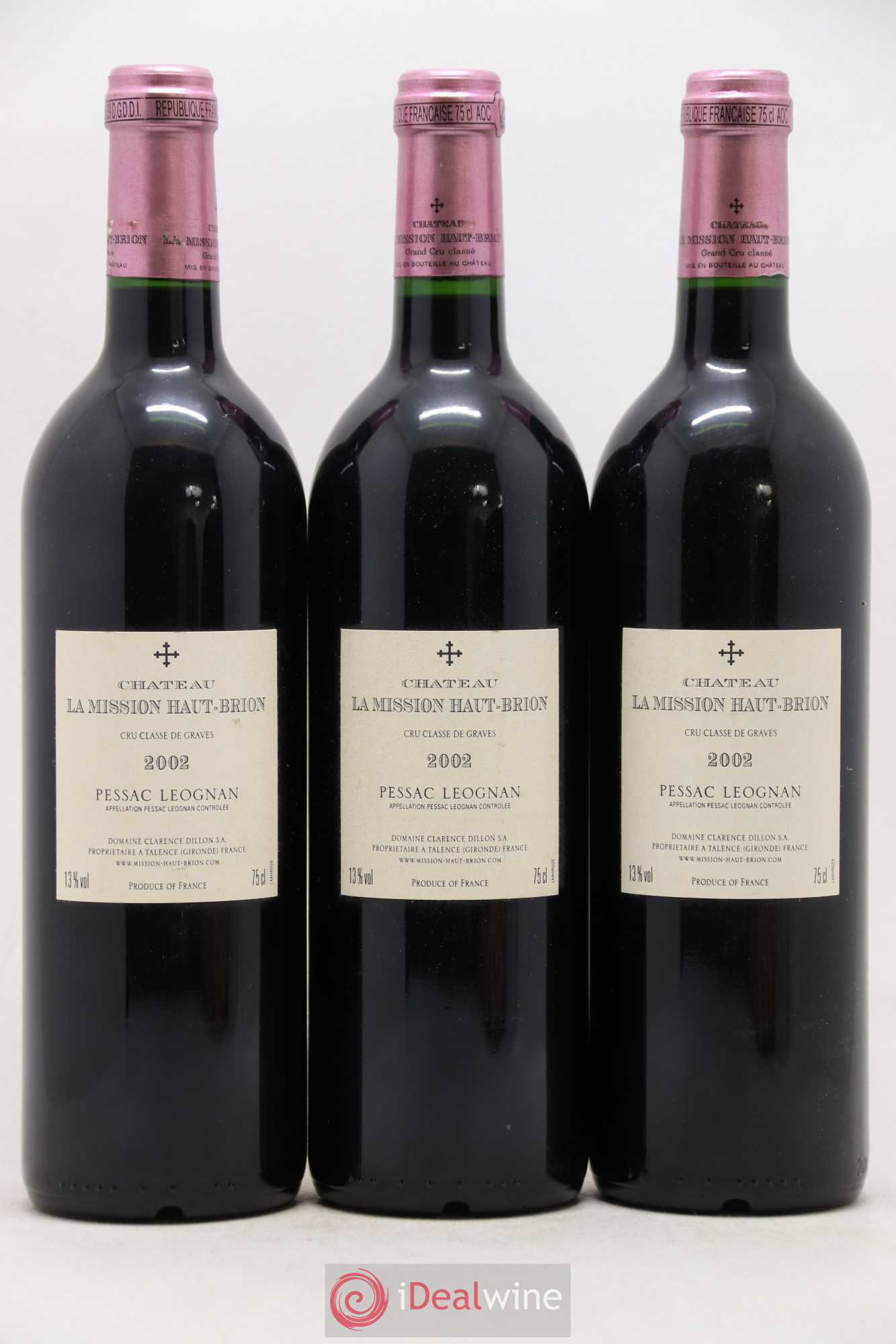 Château la Mission Haut-Brion Cru Classé de Graves 2002 - Lot de 3 bouteilles - 1