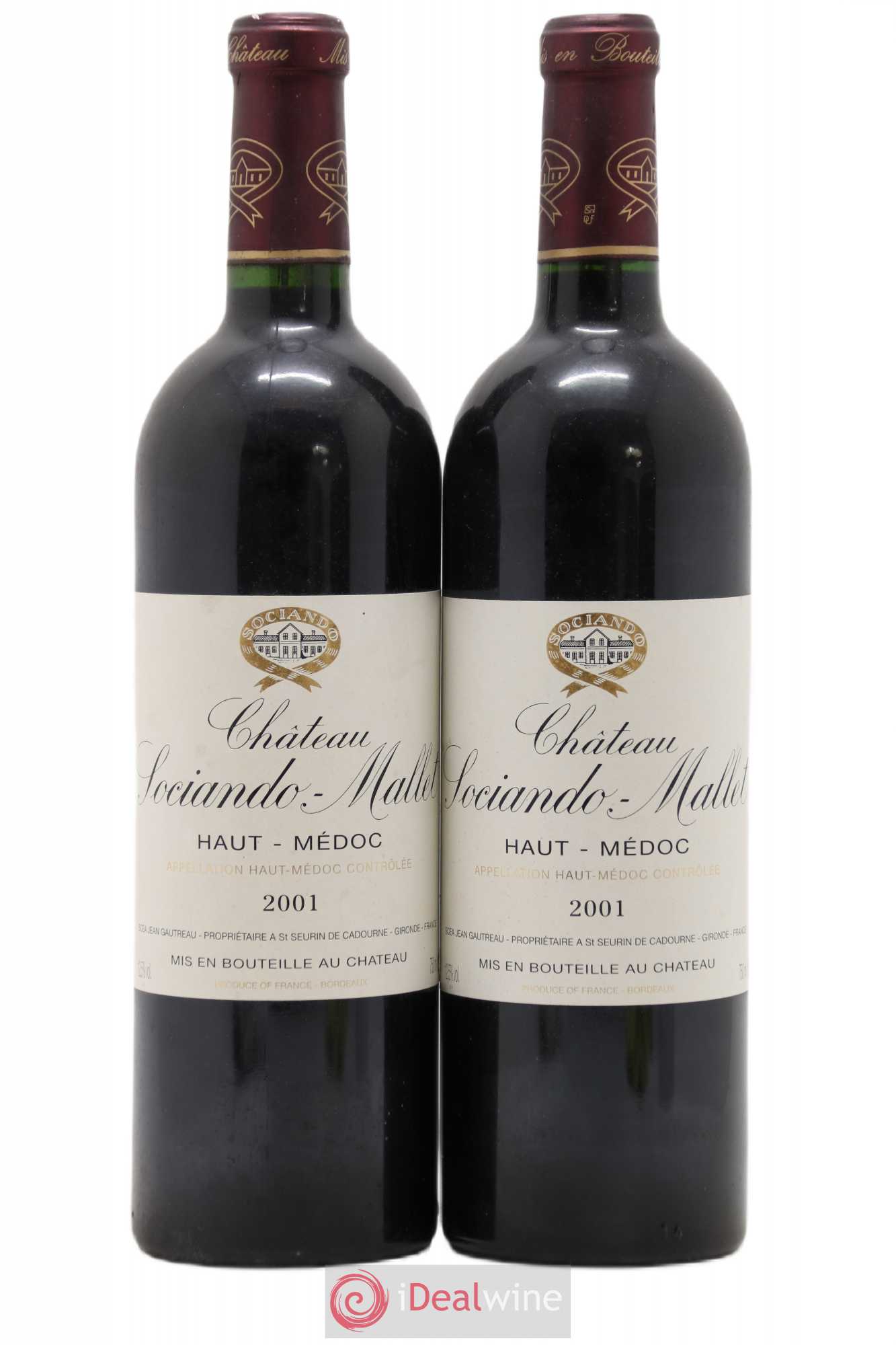 Château Sociando Mallet 2001 - Lot de 2 bouteilles - 0
