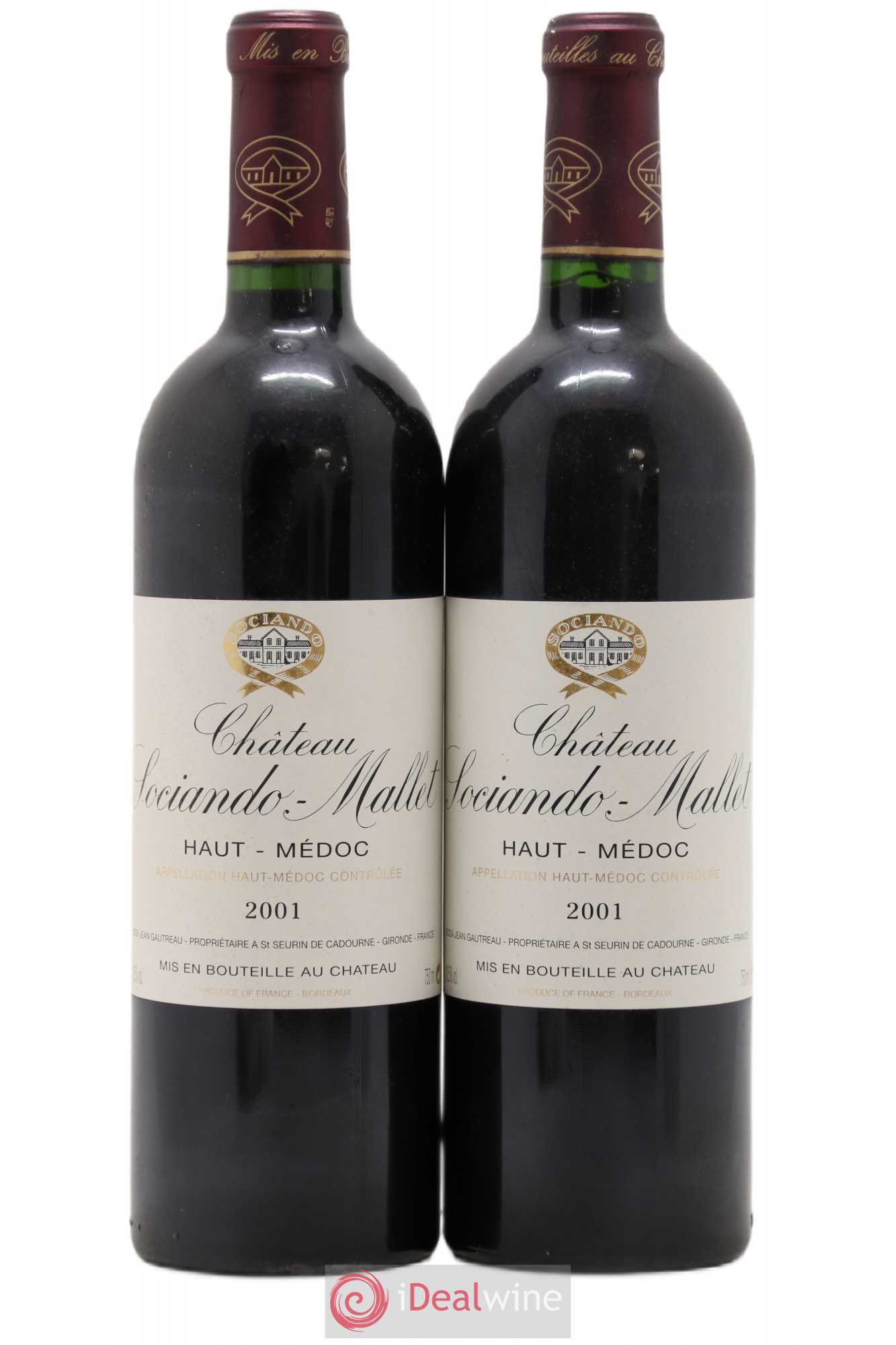 Château Sociando Mallet 2001 - Lot de 2 bouteilles - 0