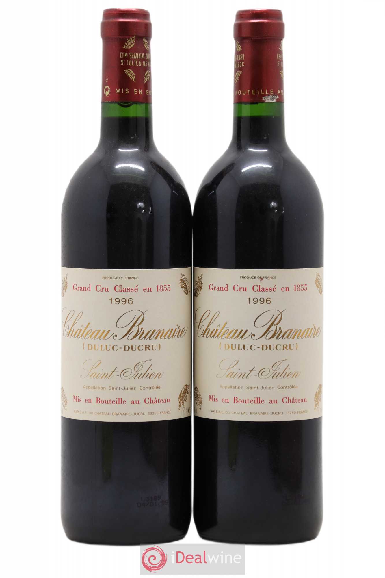 Château Branaire Ducru 4ème Grand Cru Classé 1996 - Lot de 2 bouteilles - 0