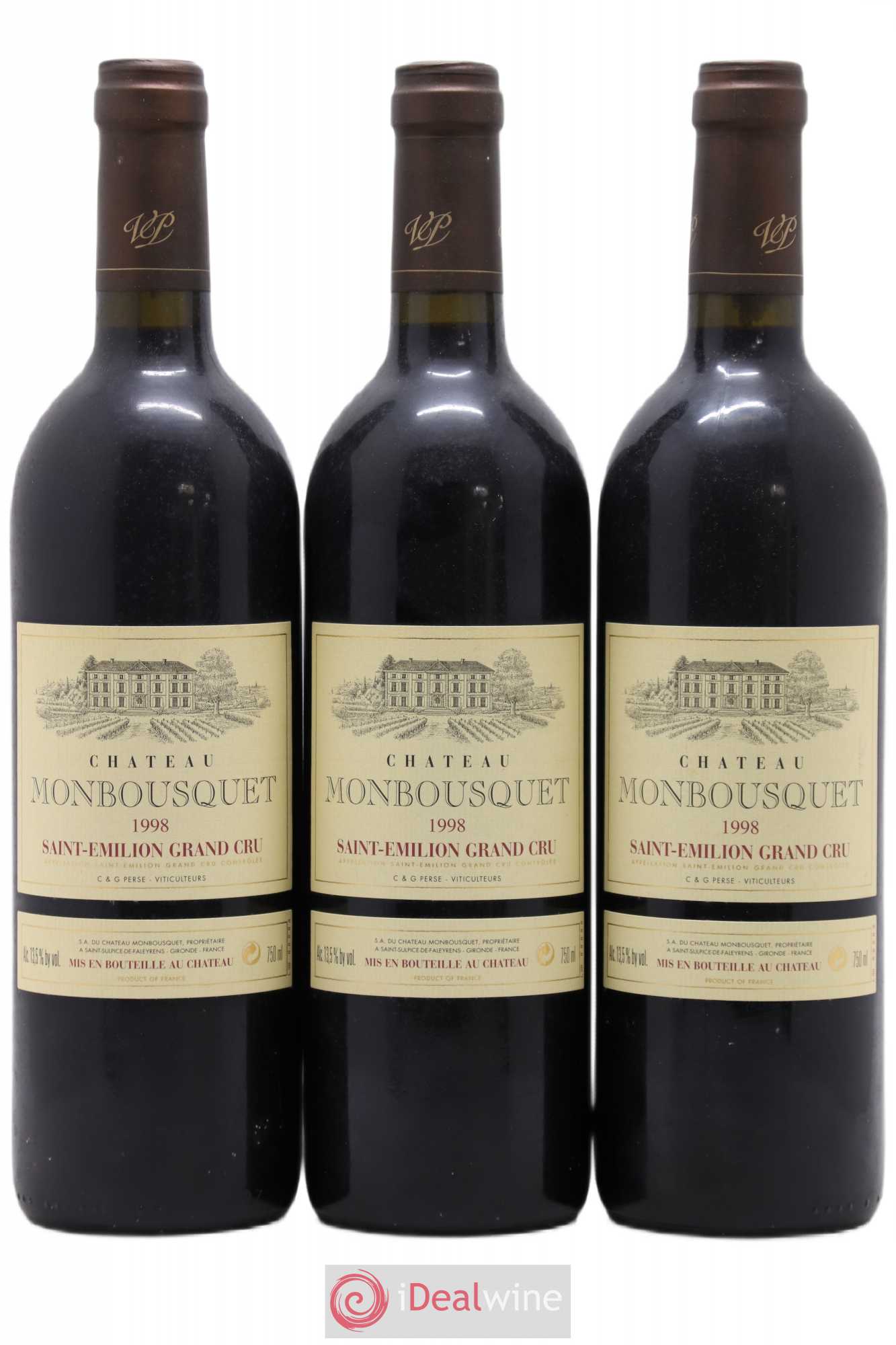 Château Monbousquet Grand Cru Classé 1998 - Lot de 3 bouteilles - 0