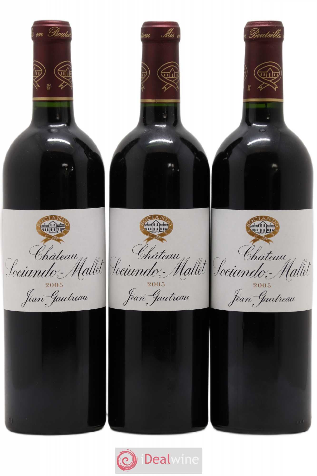 Château Sociando Mallet 2005 - Lot de 3 bouteilles - 0