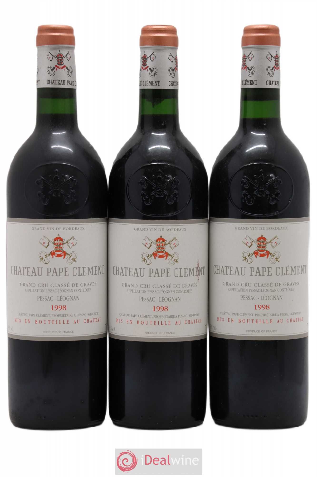 Château Pape Clément Cru Classé de Graves 1998 - Lot de 3 bouteilles - 0