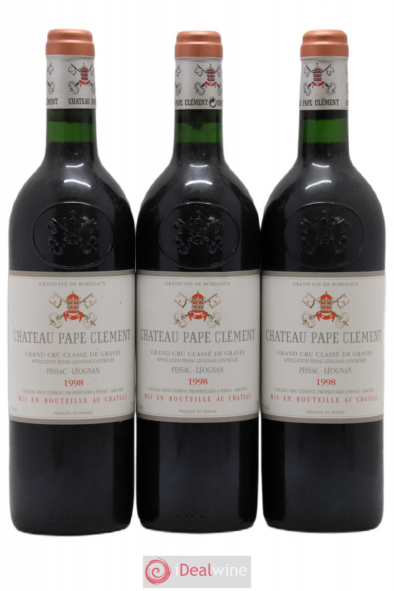 Château Pape Clément Cru Classé de Graves 1998 - Lot de 3 bouteilles - 0