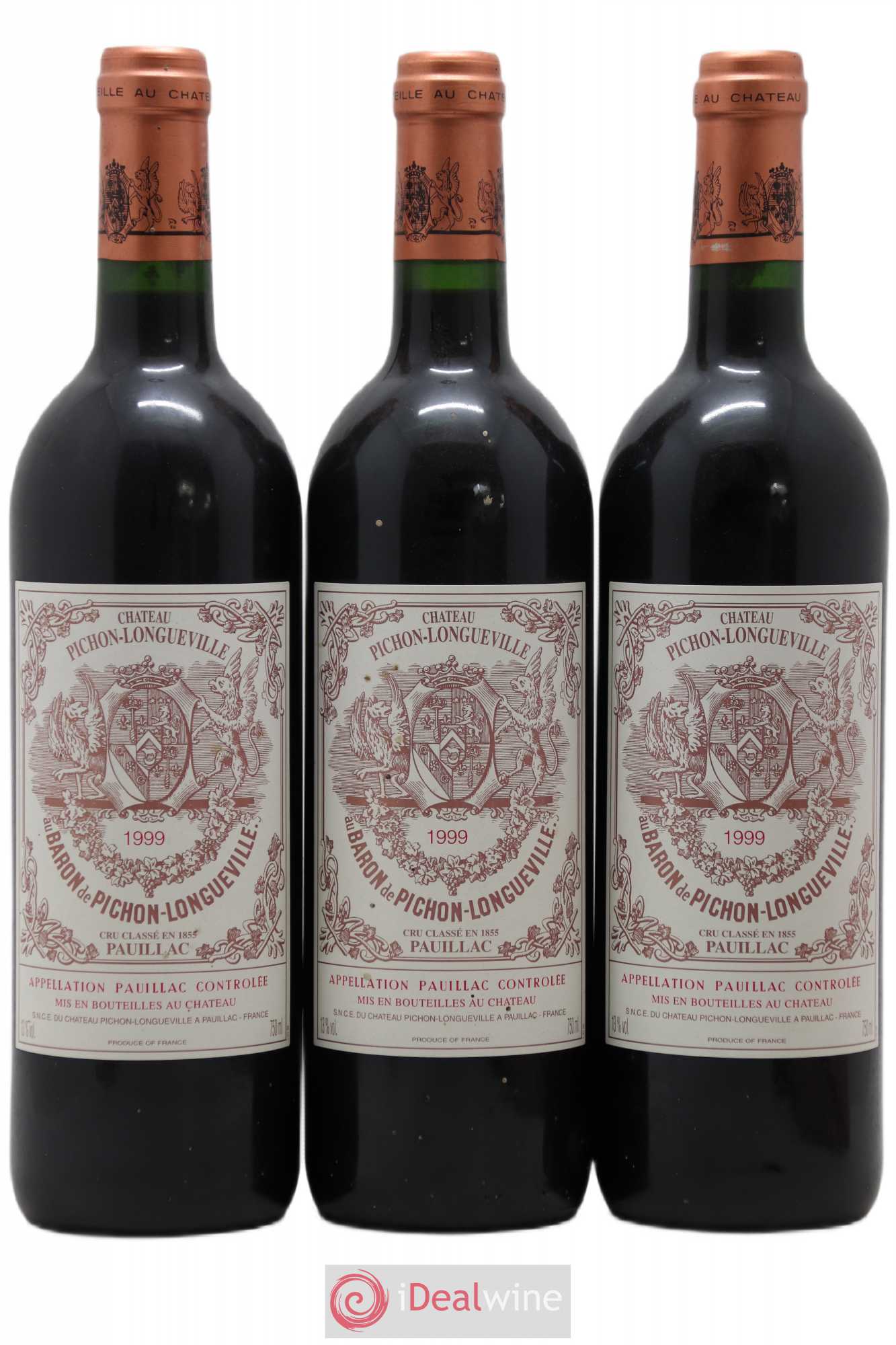 Pichon Longueville Baron 2ème Grand Cru Classé 1999 - Lot de 3 bouteilles - 0