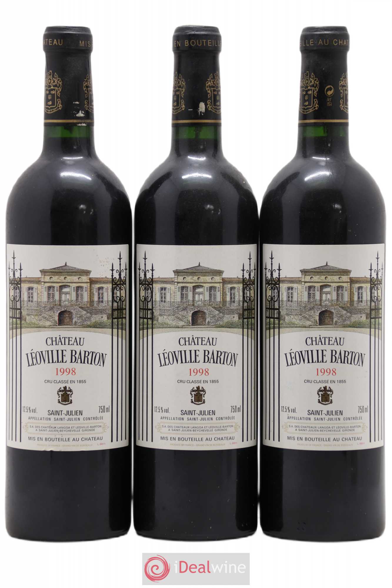 Château Léoville Barton 2ème Grand Cru Classé 1998 - Lot de 3 bouteilles - 0