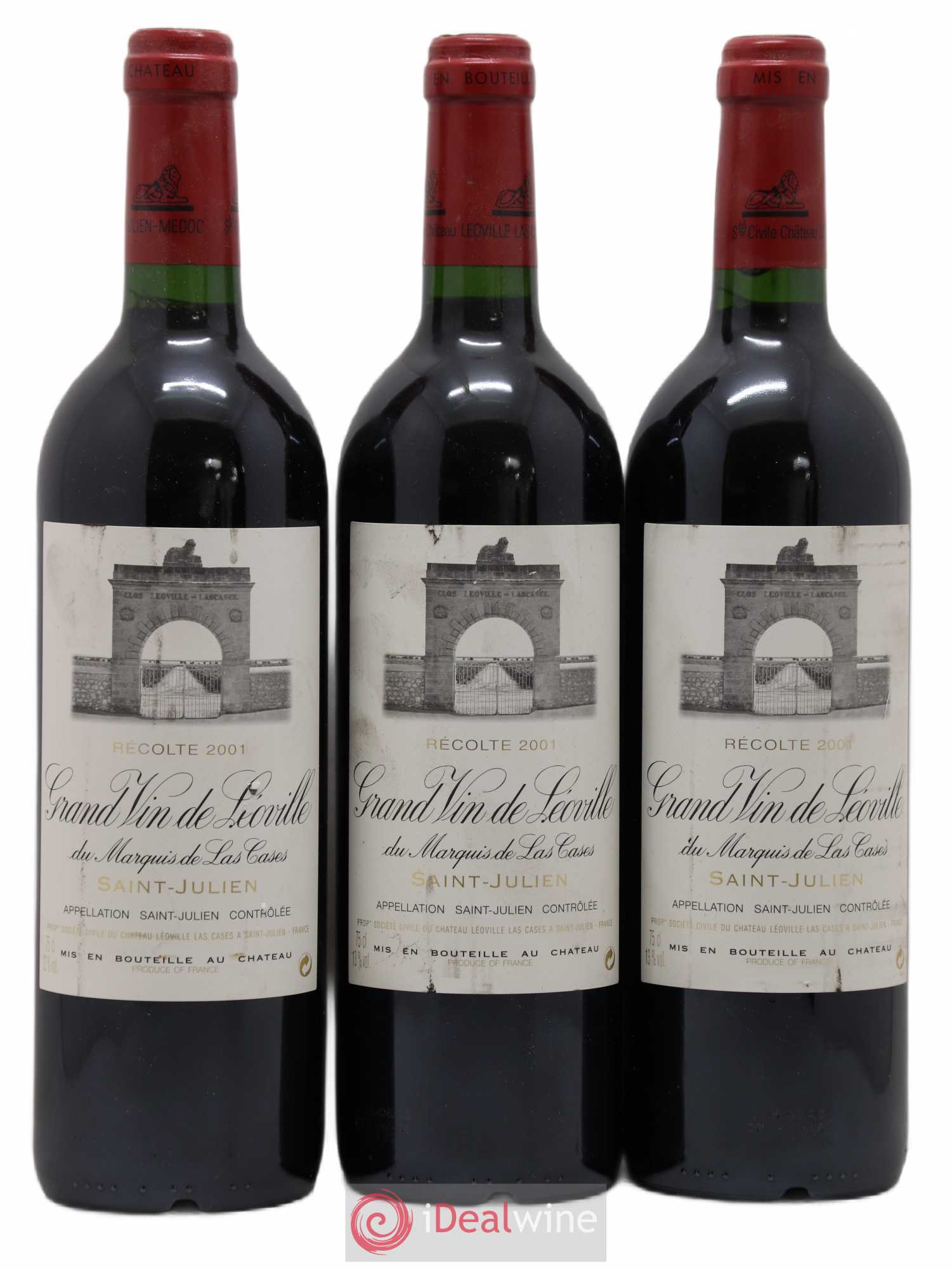 Château Léoville Las Cases 2ème Grand Cru Classé 2001 - Lot de 3 bouteilles - 0