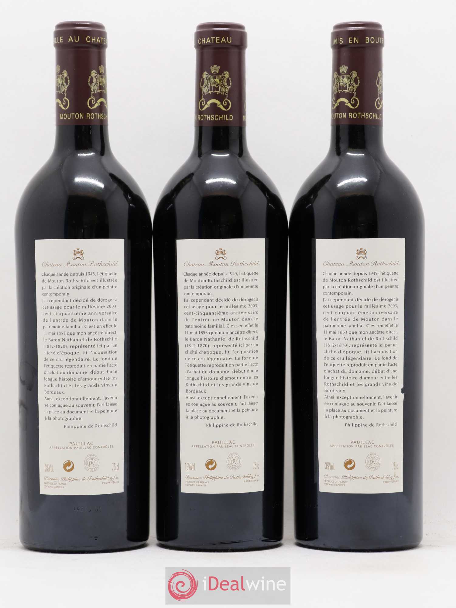 Château Mouton Rothschild 1er Grand Cru Classé 2003 - Lot de 12 bouteilles - 2