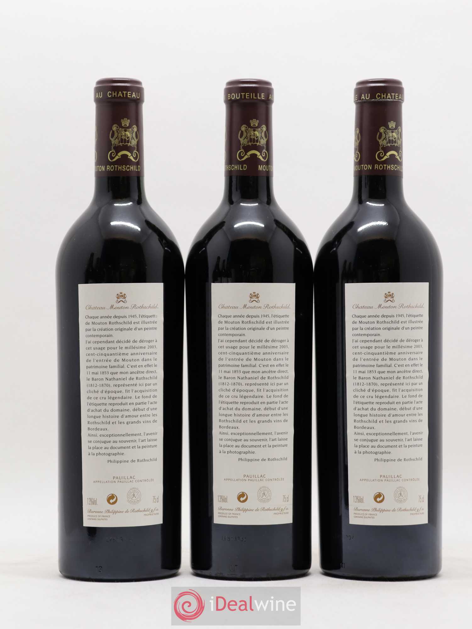 Château Mouton Rothschild 1er Grand Cru Classé 2003 - Lot de 6 bouteilles - 2