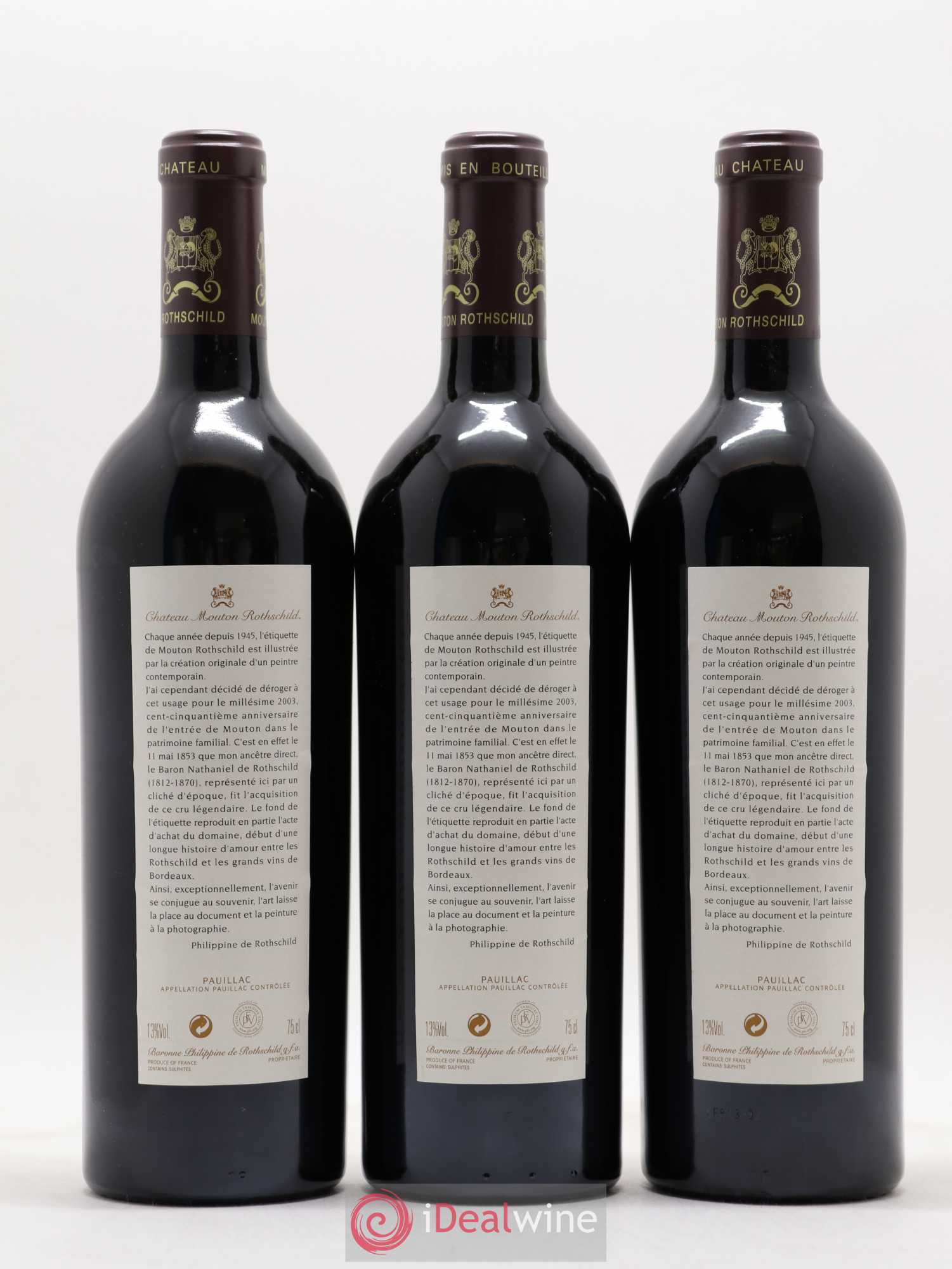 Château Mouton Rothschild 1er Grand Cru Classé 2003 - Lot de 6 bouteilles - 4