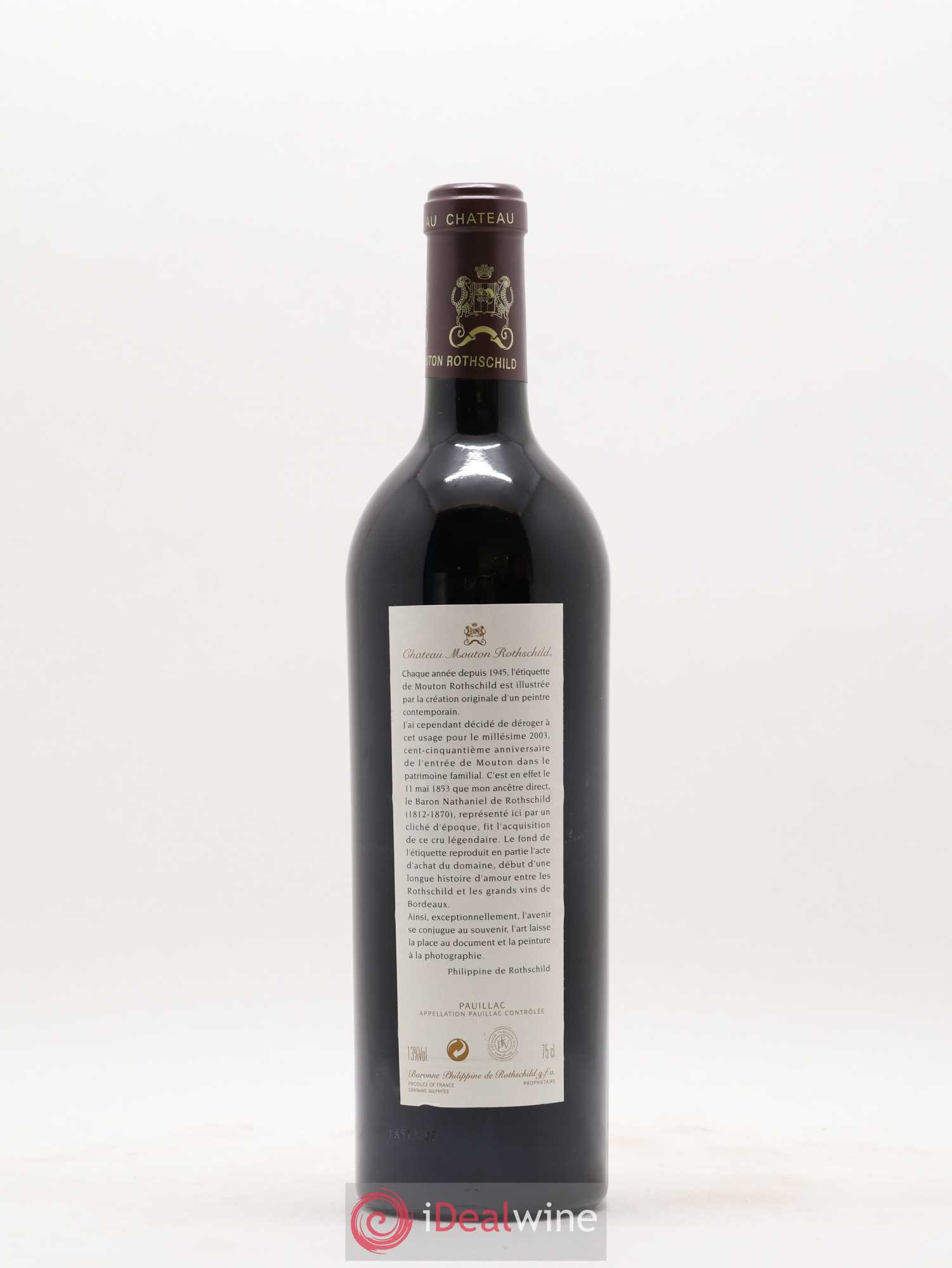 Château Mouton Rothschild 1er Grand Cru Classé 2003 - Lot de 1 bouteille - 1