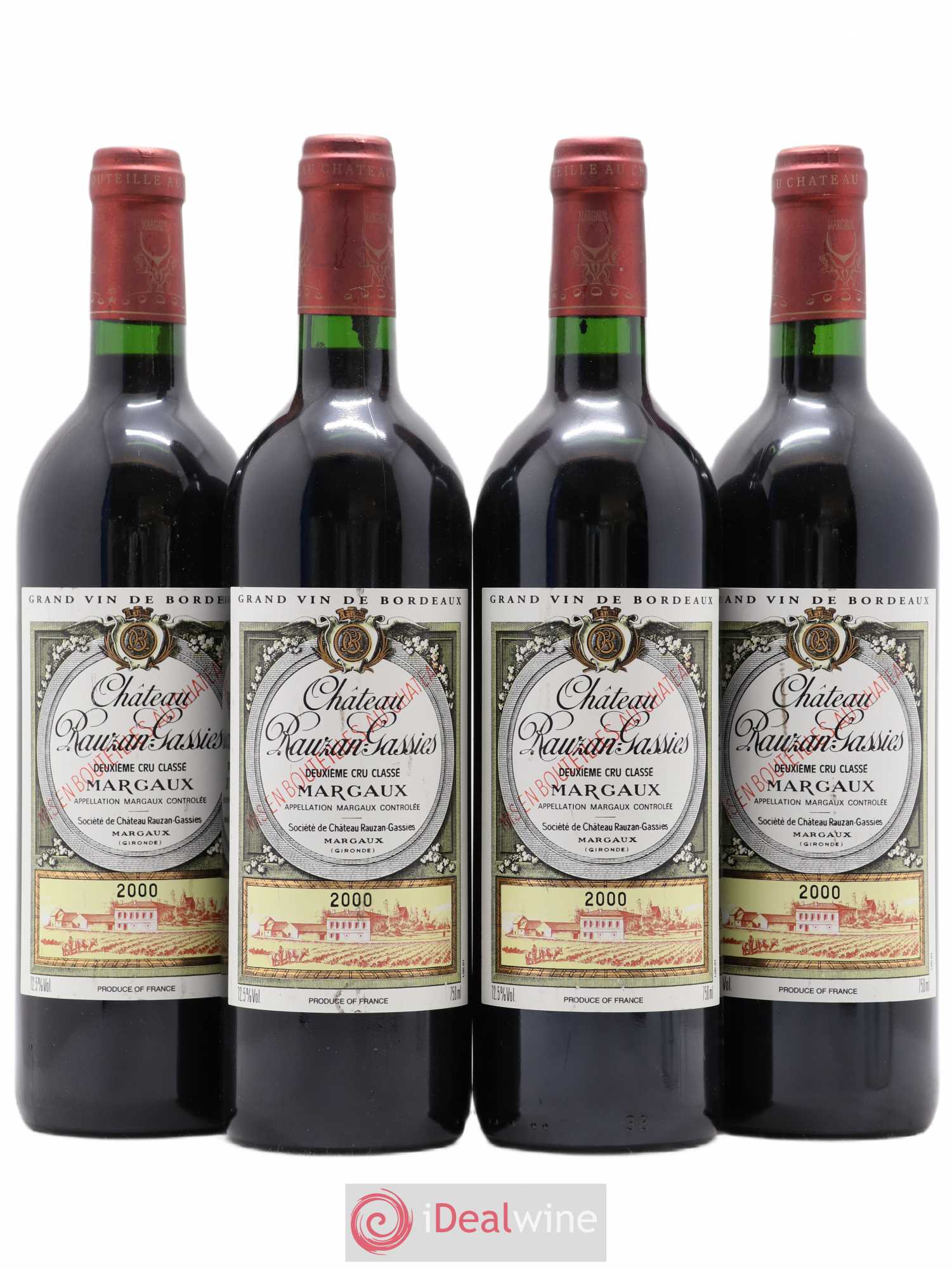 Château Rauzan-Gassies 2ème Grand Cru Classé 2000 - Lot de 4 bouteilles - 0