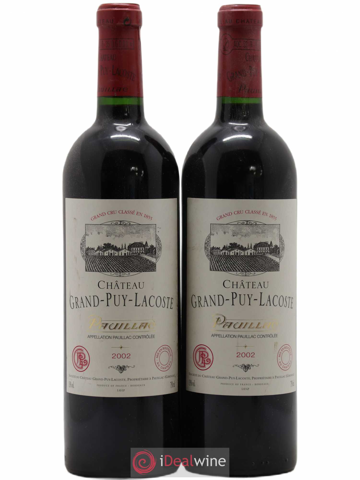 Château Grand Puy Lacoste 5ème Grand Cru Classé 2002 - Lot de 2 bouteilles - 0