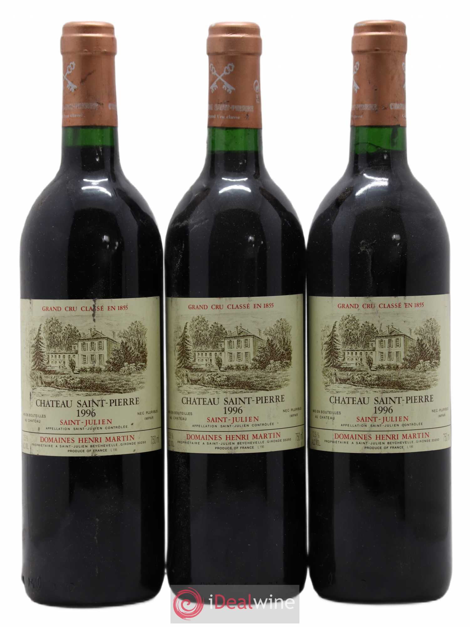 Château Saint-Pierre 4ème Grand Cru Classé 1996 - Lot de 3 bouteilles - 0