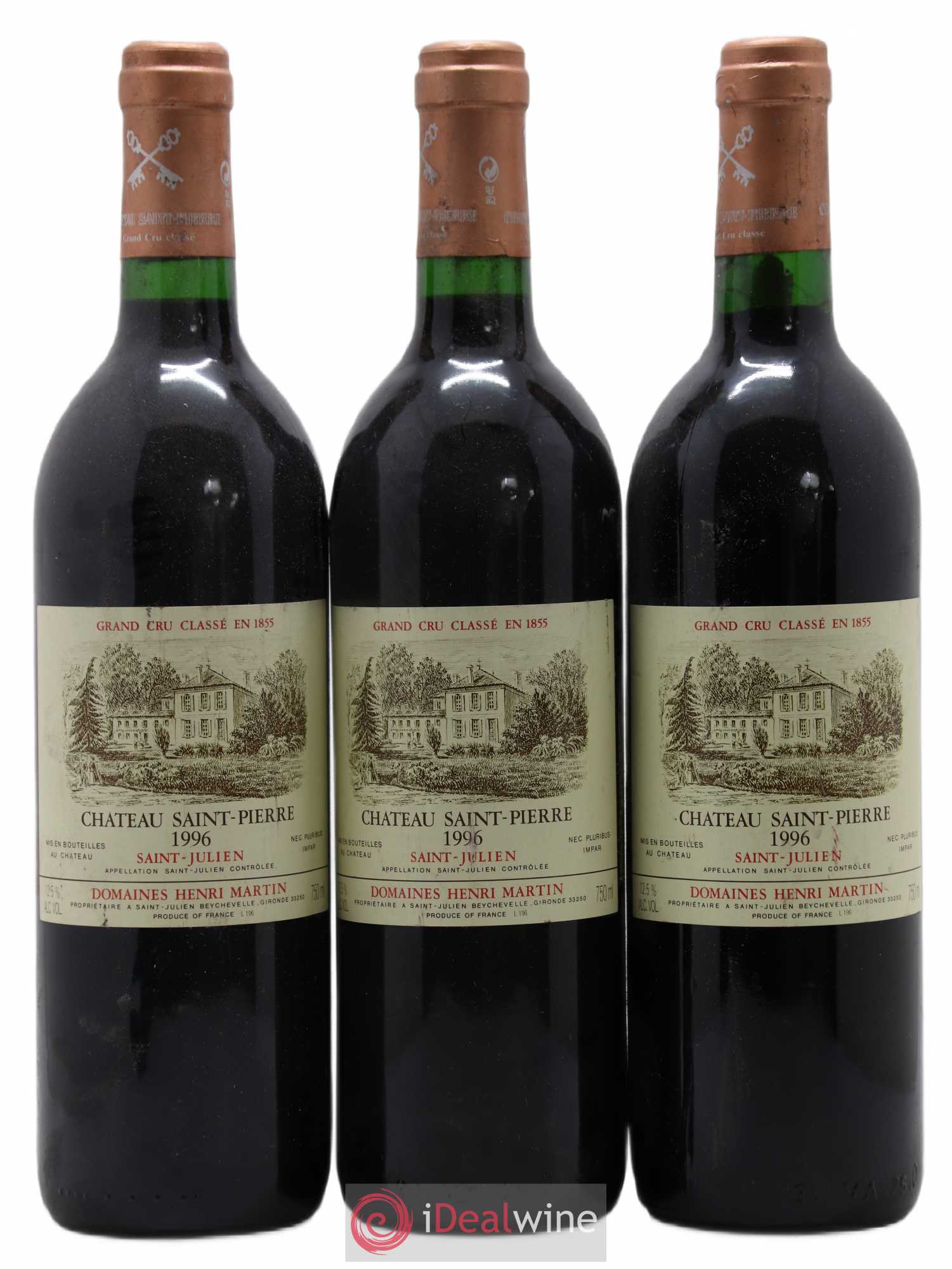 Château Saint-Pierre 4ème Grand Cru Classé 1996 - Lot de 3 bouteilles - 0