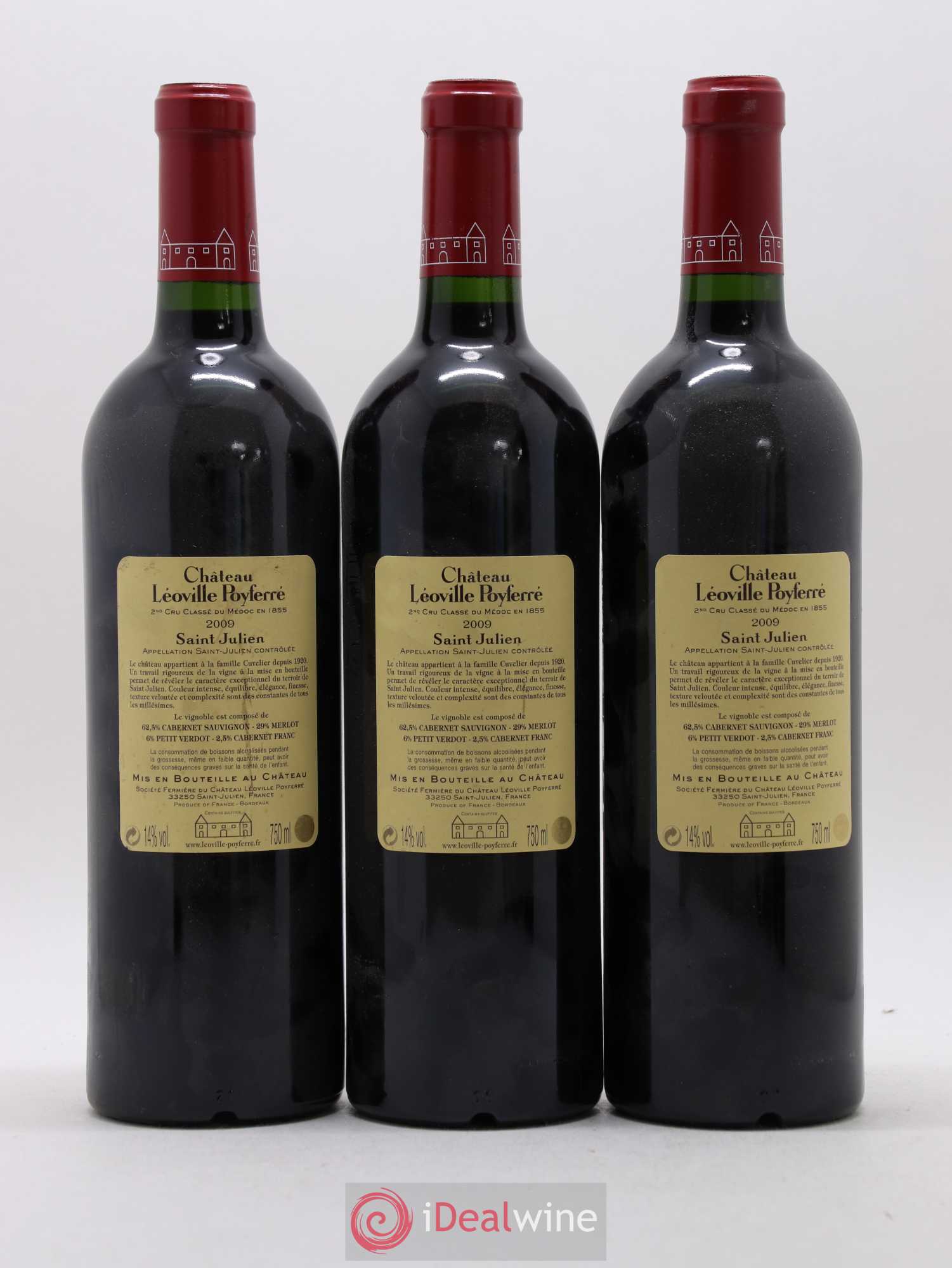 Château Léoville Poyferré 2ème Grand Cru Classé 2009 - Lot de 3 bouteilles - 1