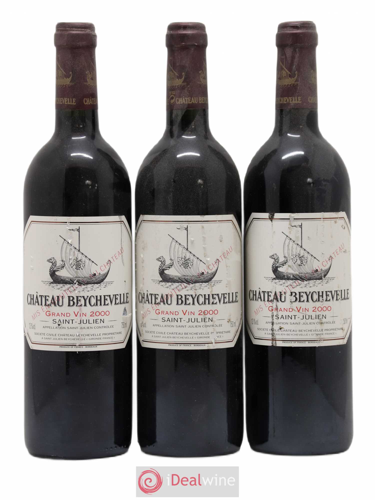 Château Beychevelle 4ème Grand Cru Classé 2000 - Lot de 3 bouteilles - 0