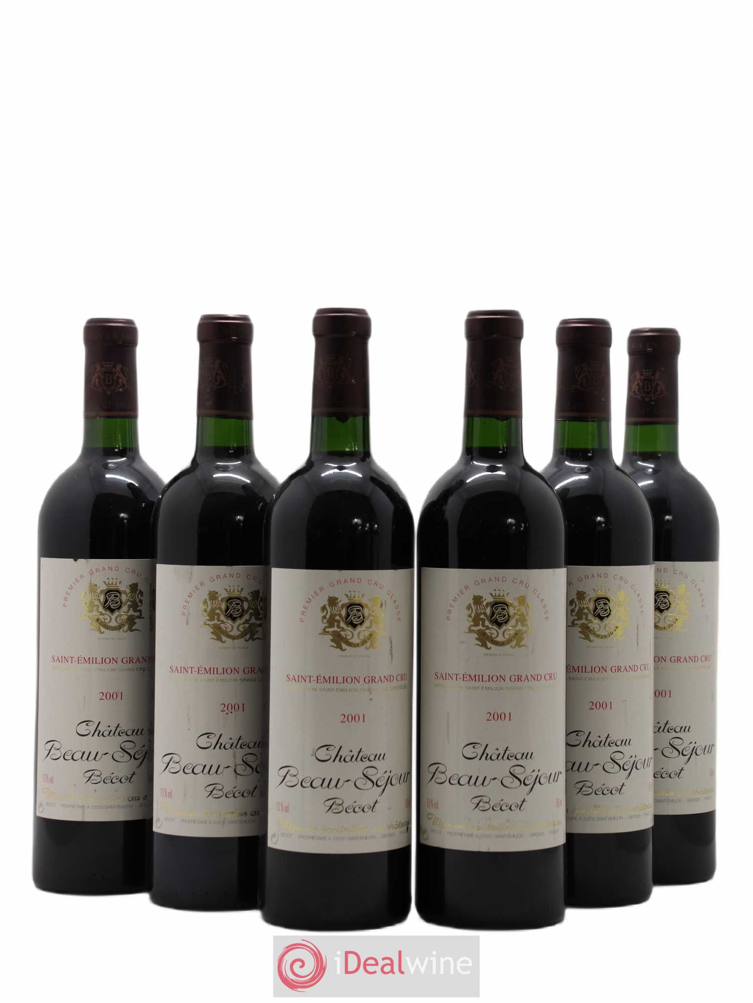 Château Beau-Séjour Bécot 1er Grand Cru Classé B 2001 - Lot de 6 bouteilles - 0