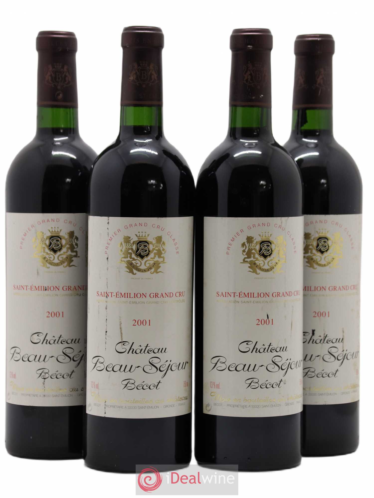Château Beau-Séjour Bécot 1er Grand Cru Classé B 2001 - Lot de 4 bouteilles - 0